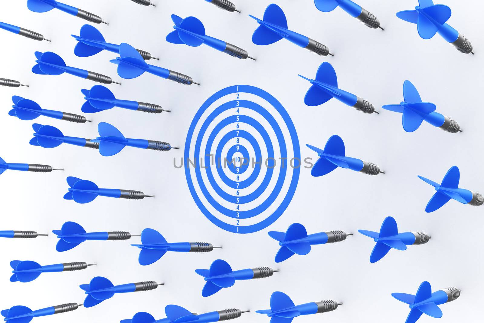 3d rendering of dart arrows missing the target