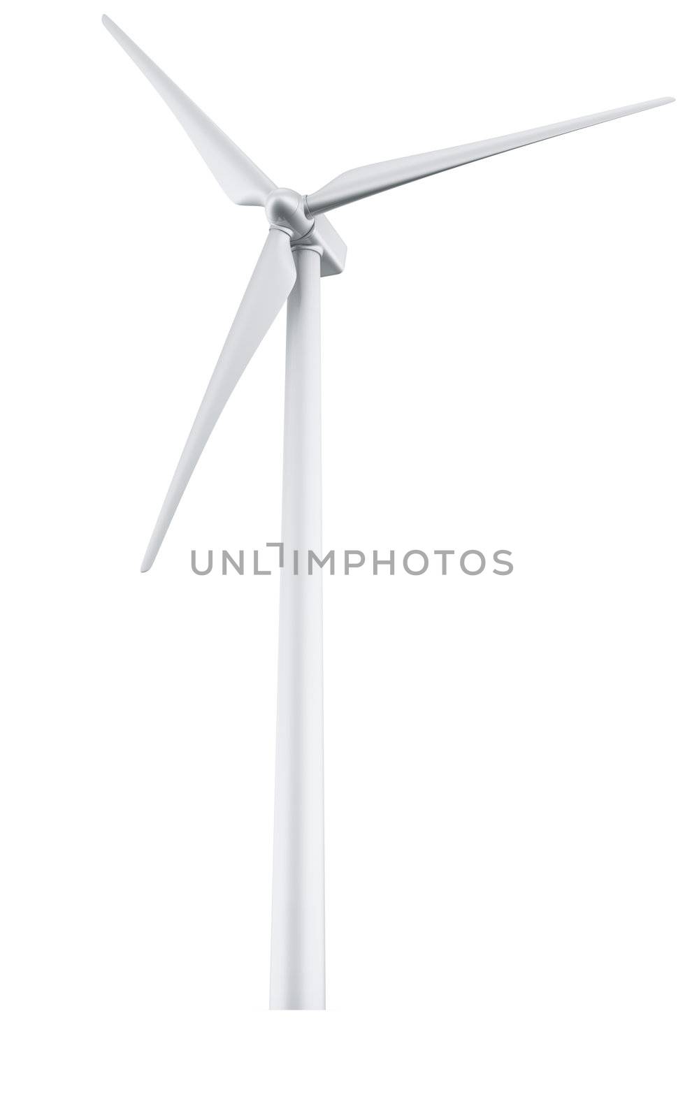 3d rendering of a single wind turbine in a wite studio setup