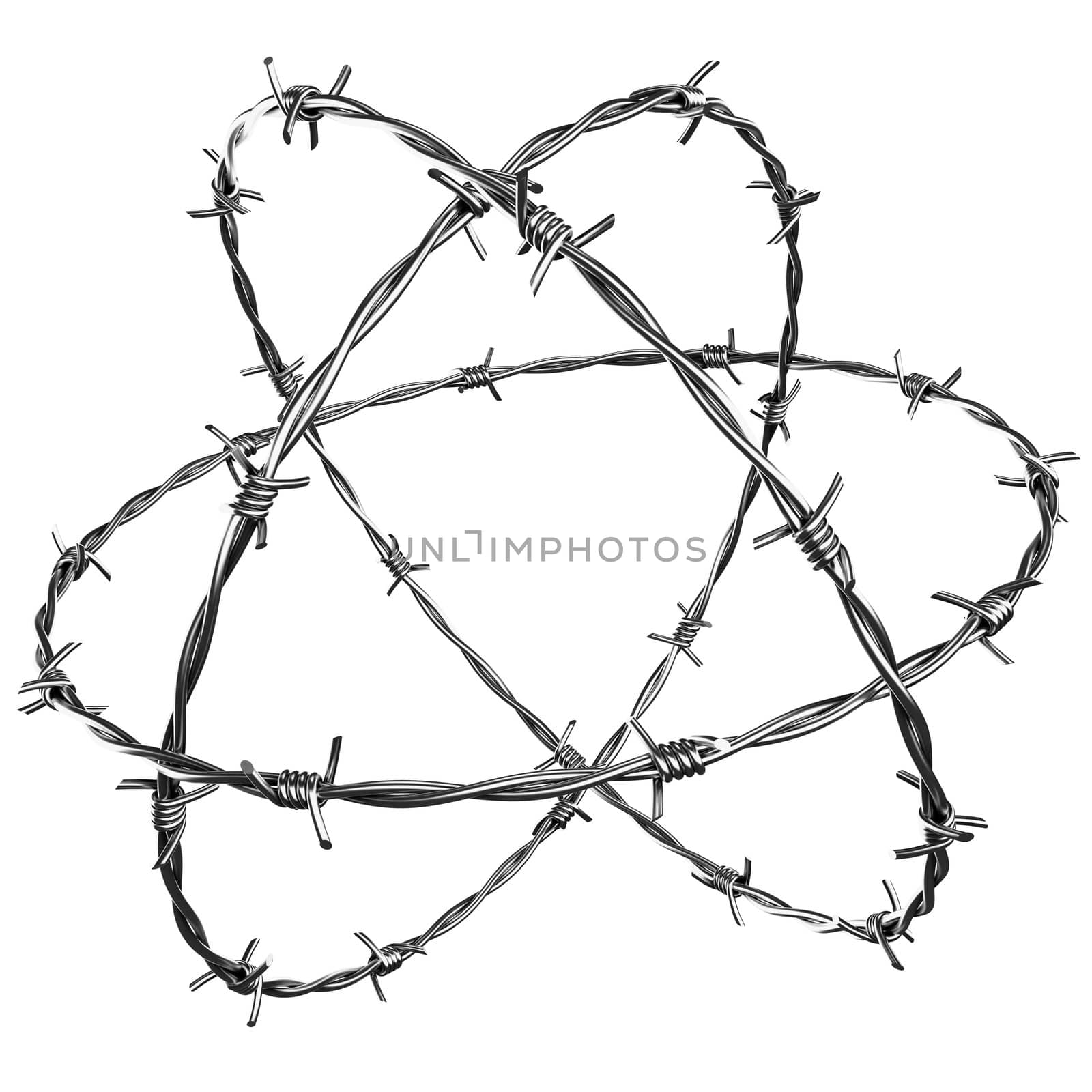 3d rendering of barbed wire, add something in the middle to create a strong concept