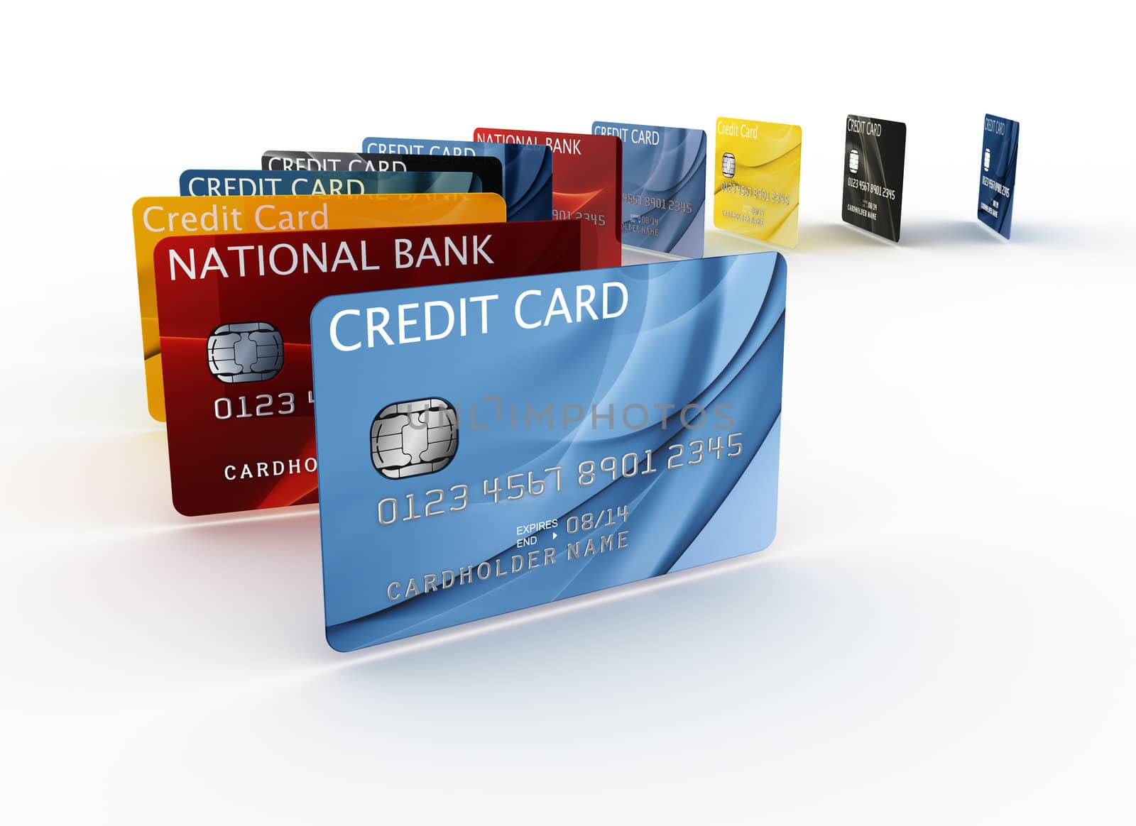 3d rendering of a credit cards