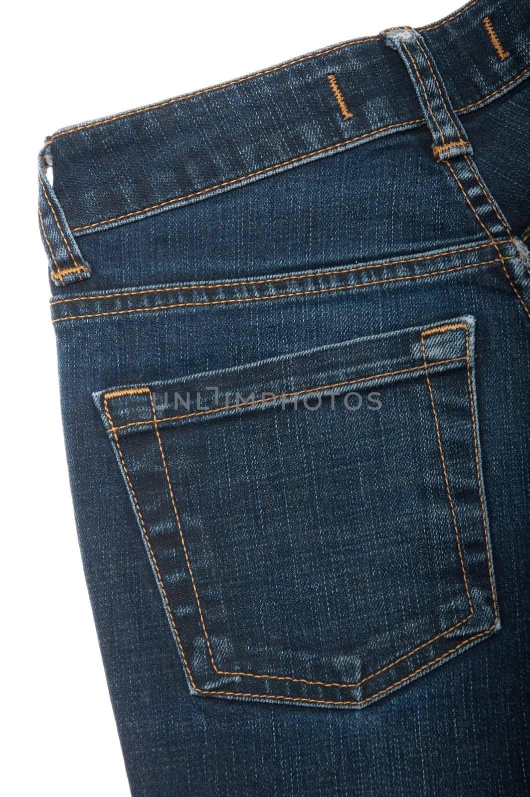 blue jeans back pocket isolated on the white background