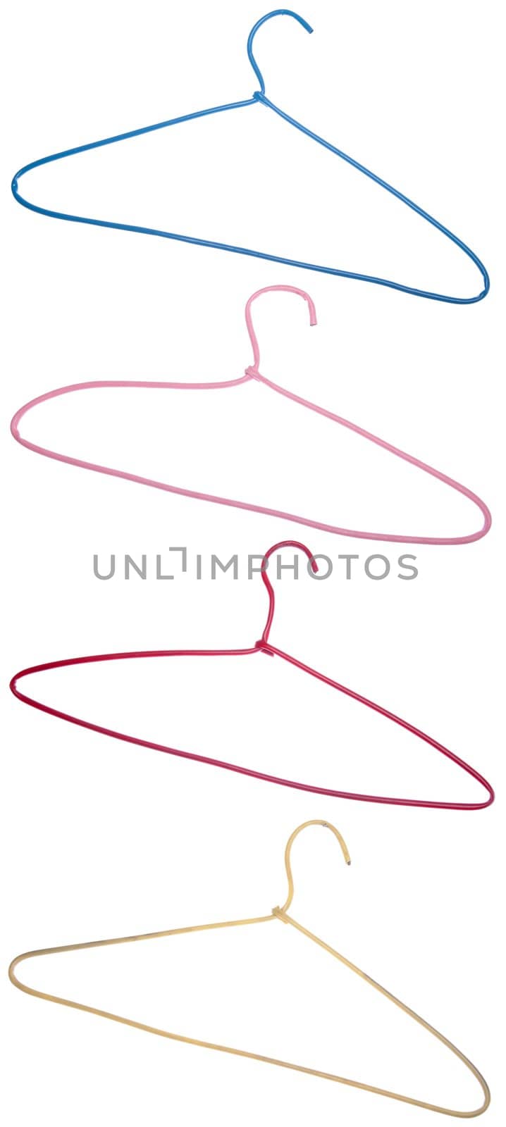 set of old clothes hanger isolated on white background