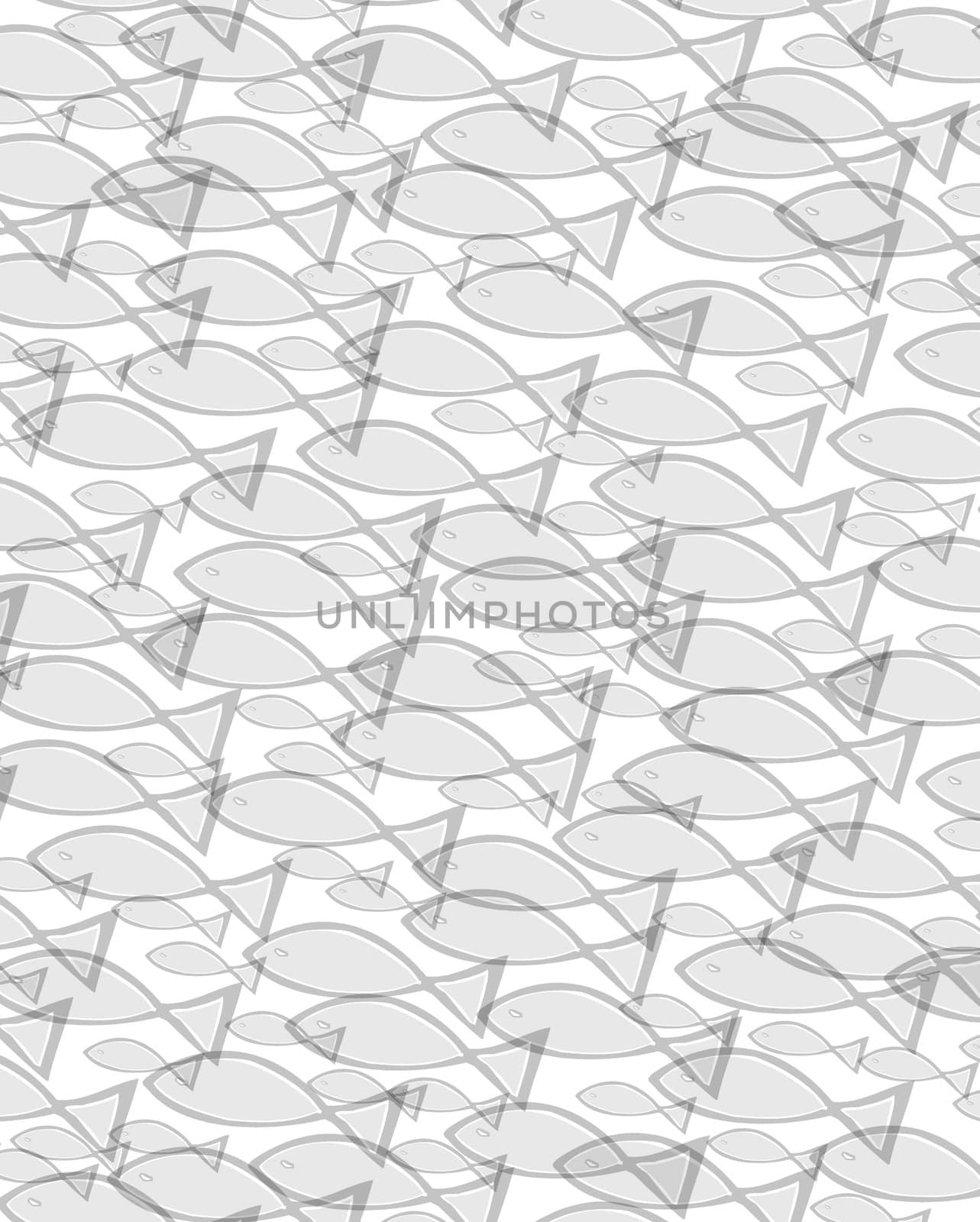 many grey fishes in different sizes swimming in a group 