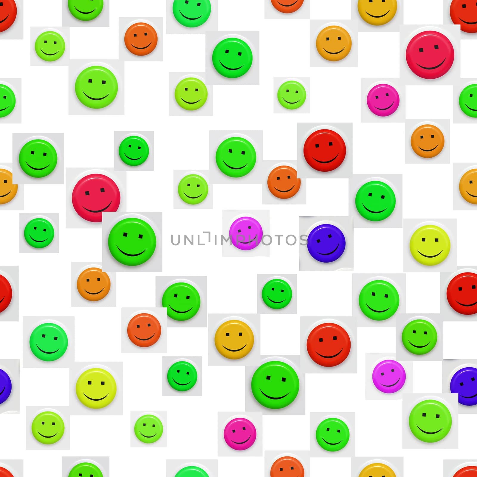 seamless texture of bright smiley faces on white