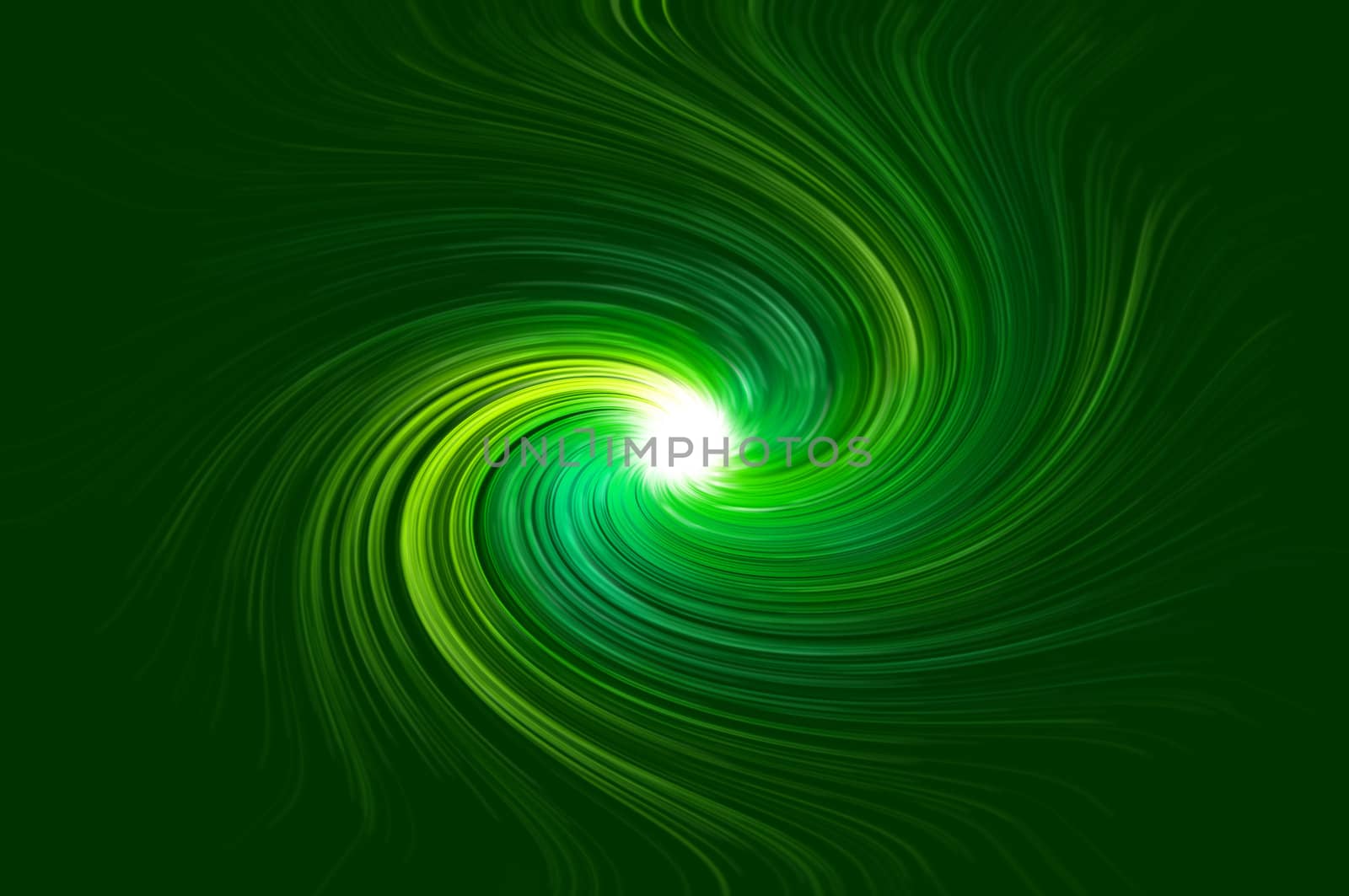 Abstract green swirling light against green background.
