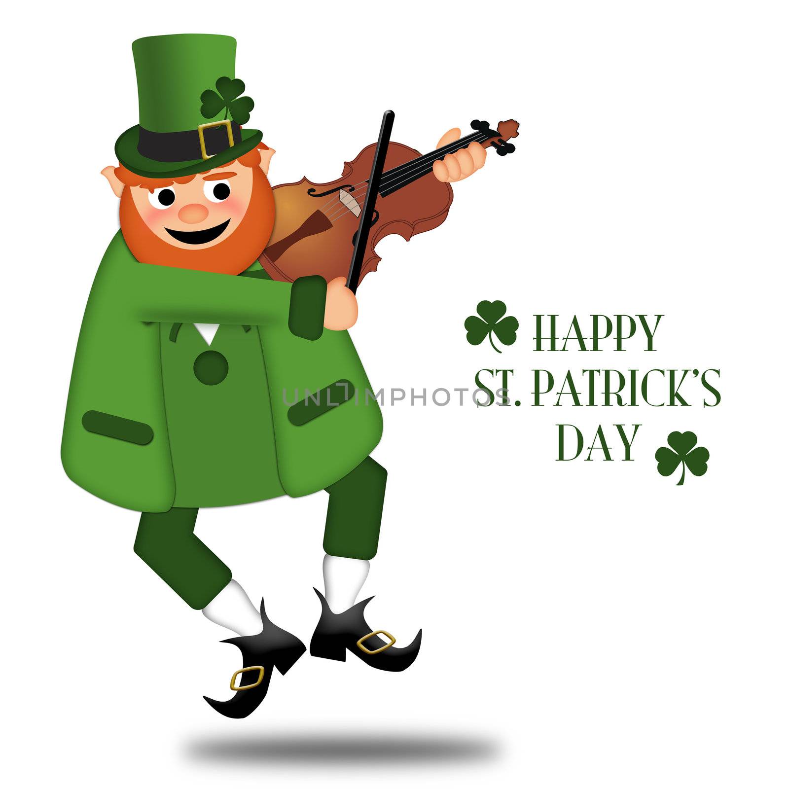 Happy St Patricks Day Leprechaun Fiddler by Davidgn