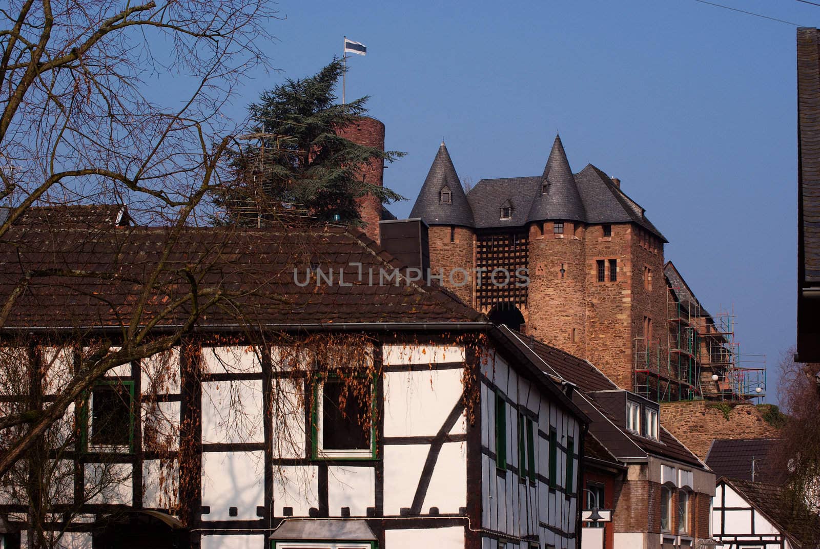 Castle in old German town by saasemen