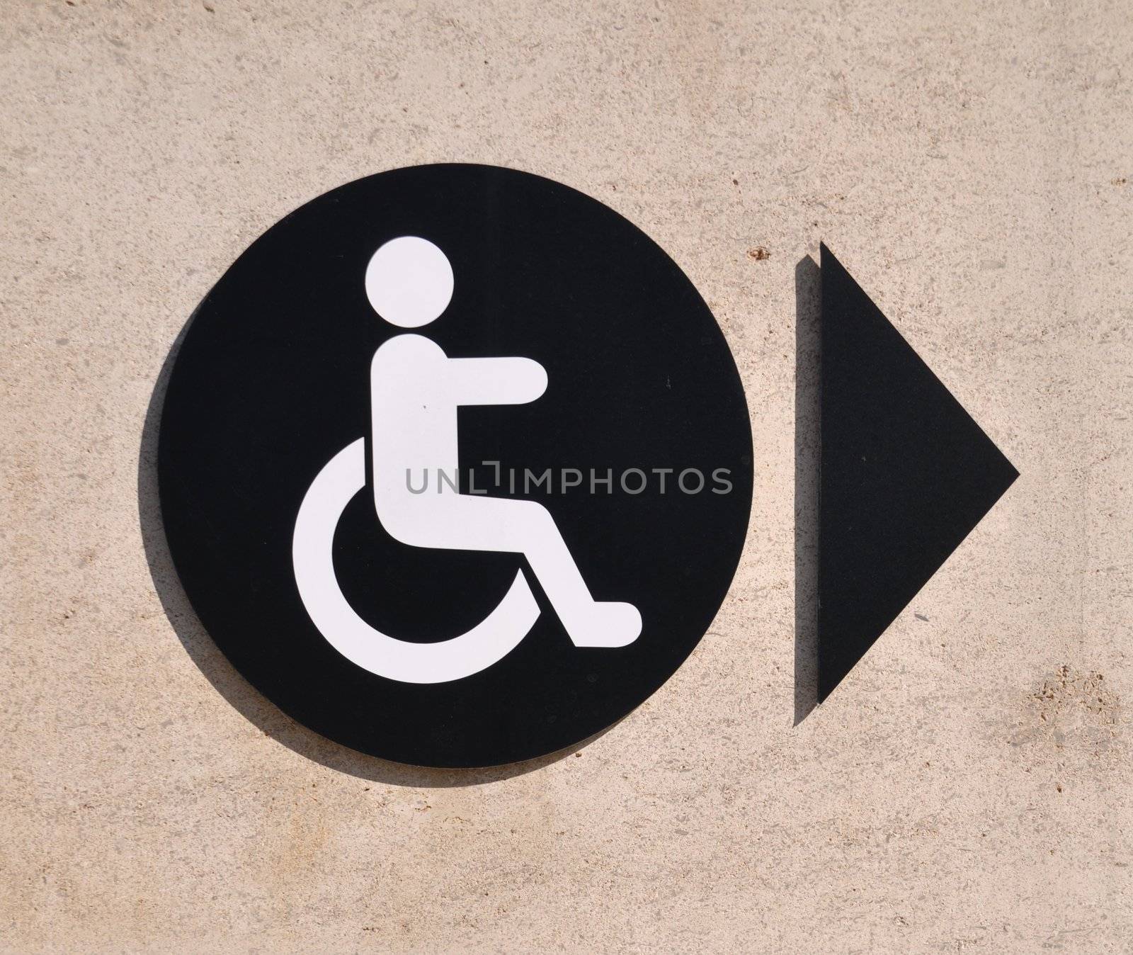 black and white handicap accessible sign at the hospital (marble background)