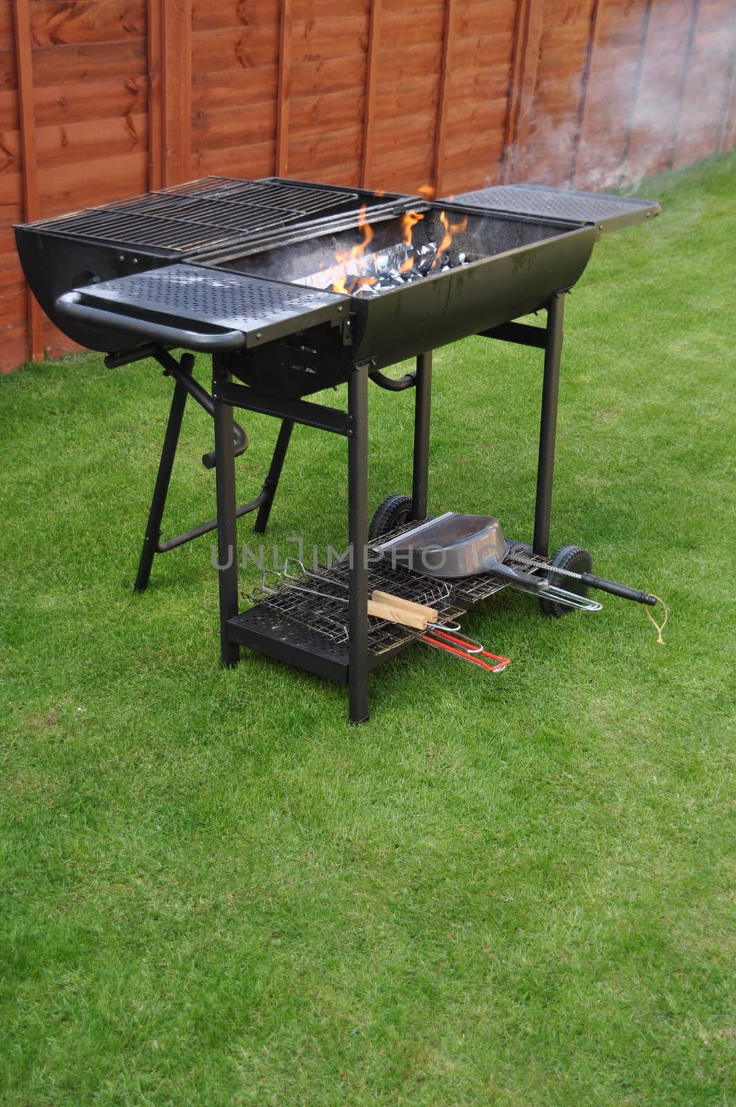 black barbecue grill on a outdoor house garden