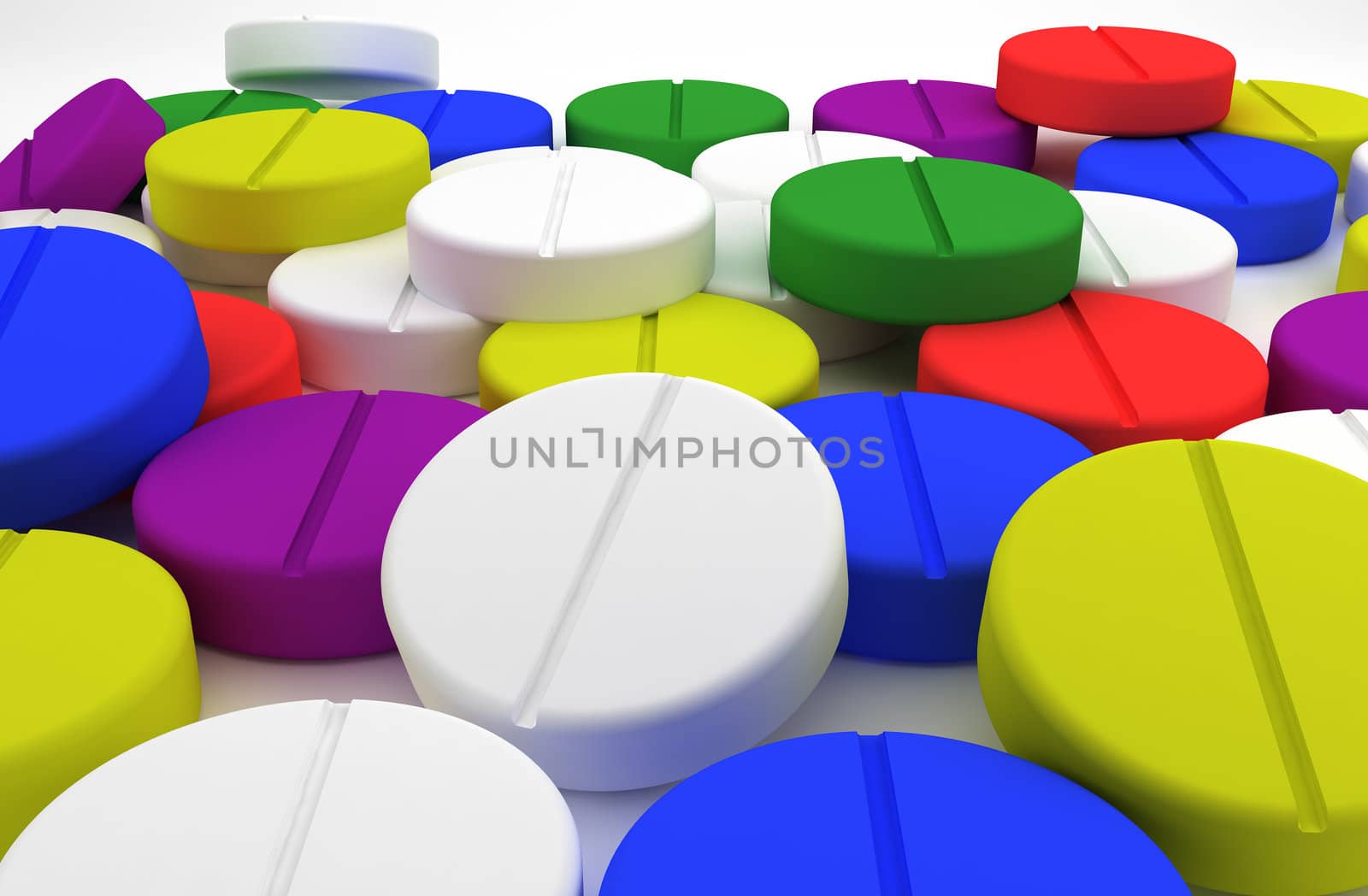 closeup of pills in different colors