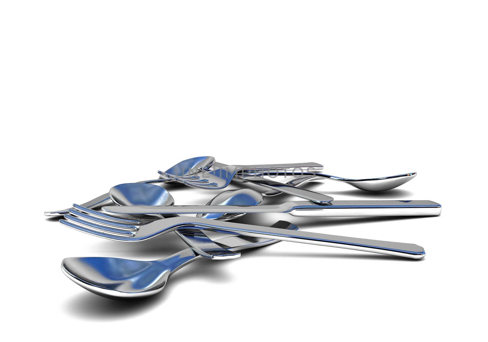 mixed cutlery isolated on white
