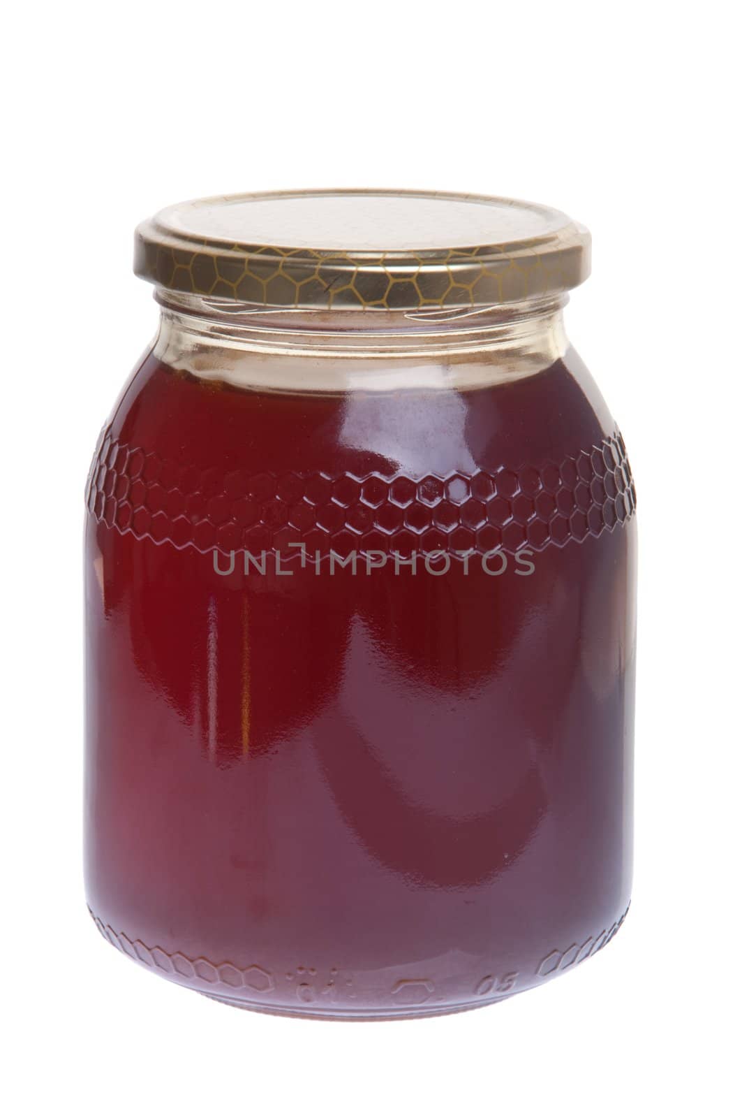 jar of homemade honey isolated on white background