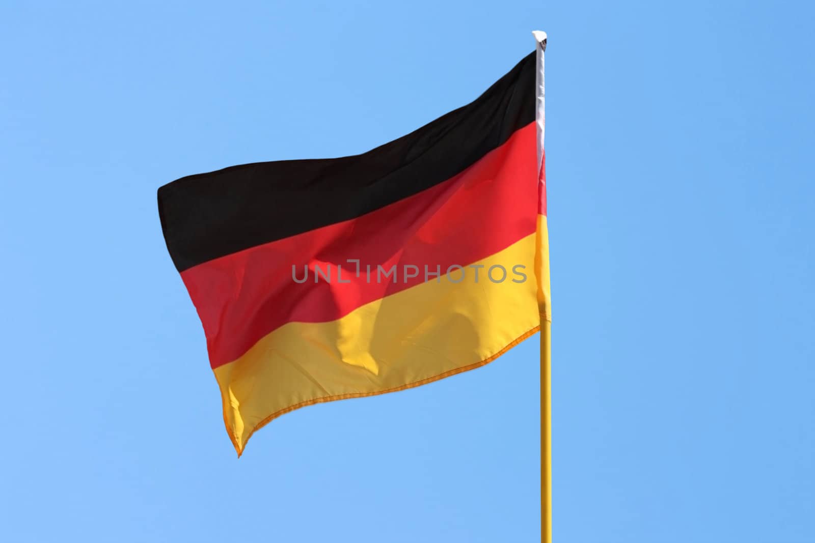This image shows a German flag head to wind