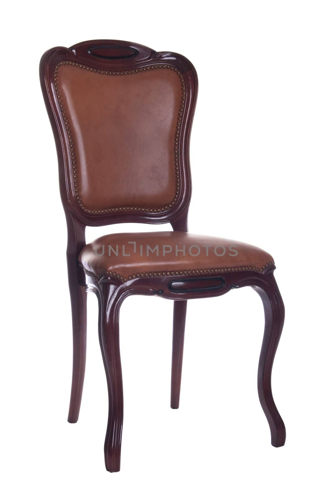 antique leather chair isolated on white background