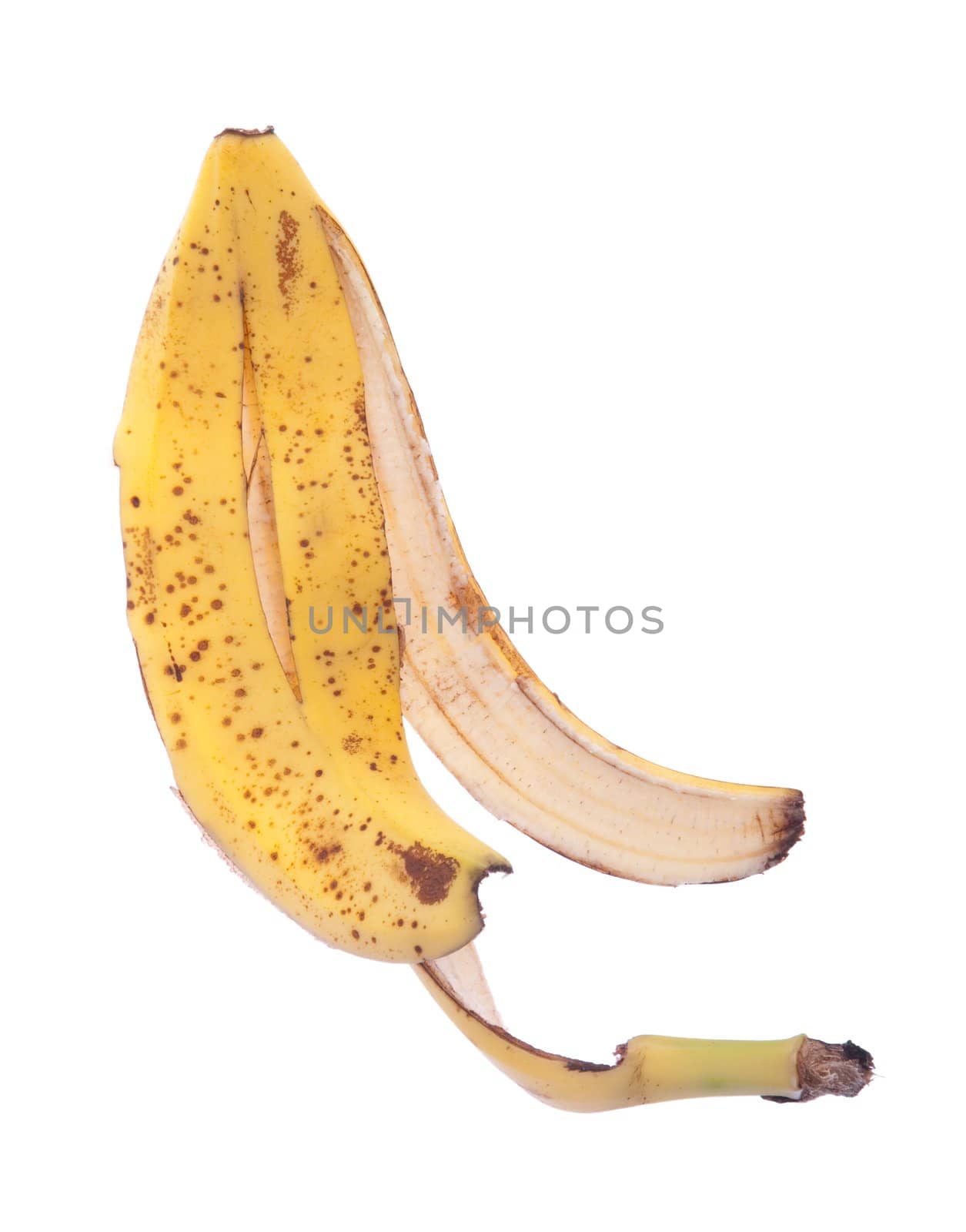 banana peel isolated on white background 