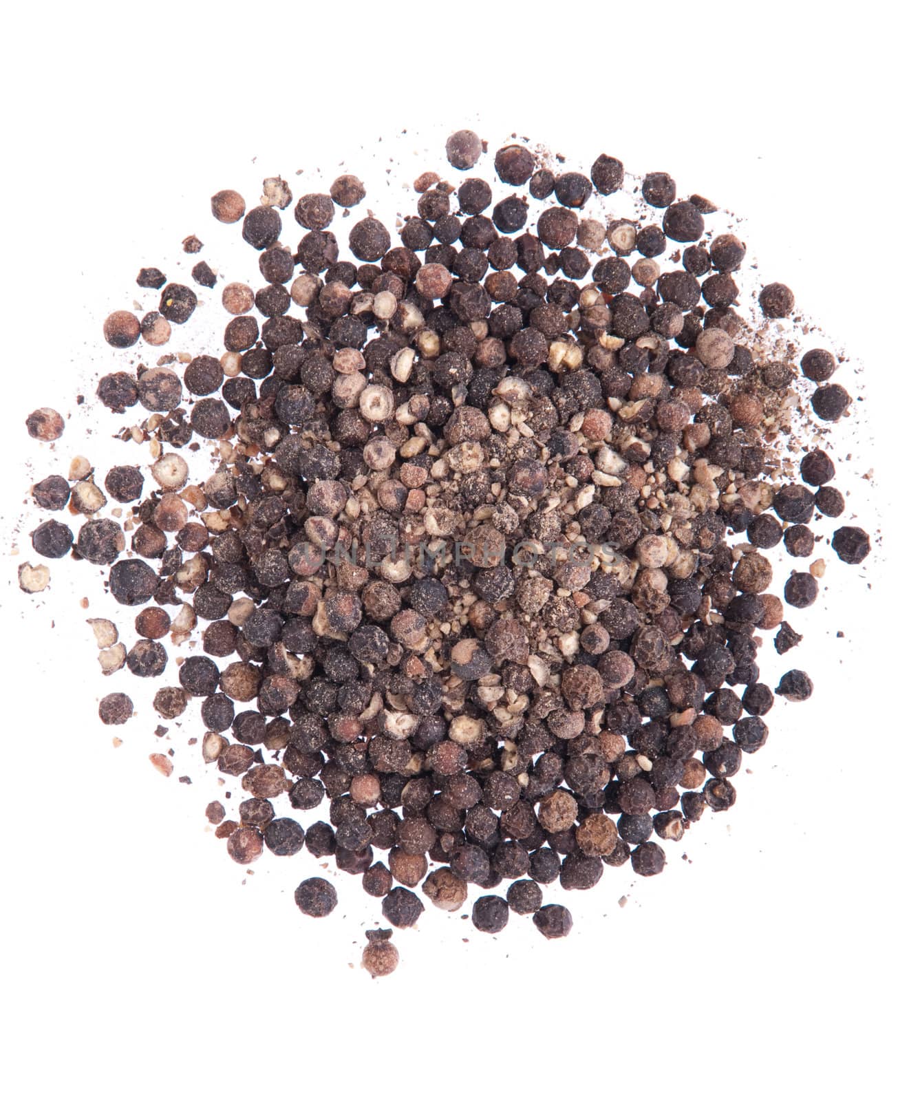 black pepper heap isolated on white background