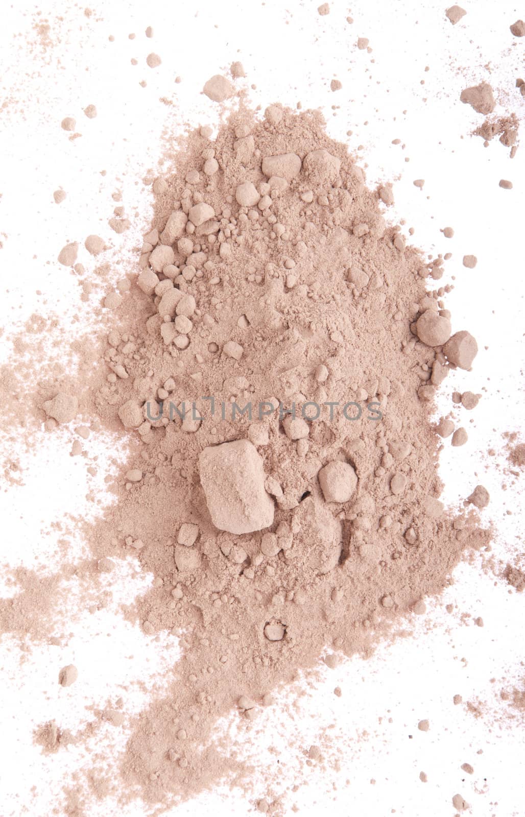 cocoa powder isolated on white background (chaotic version)