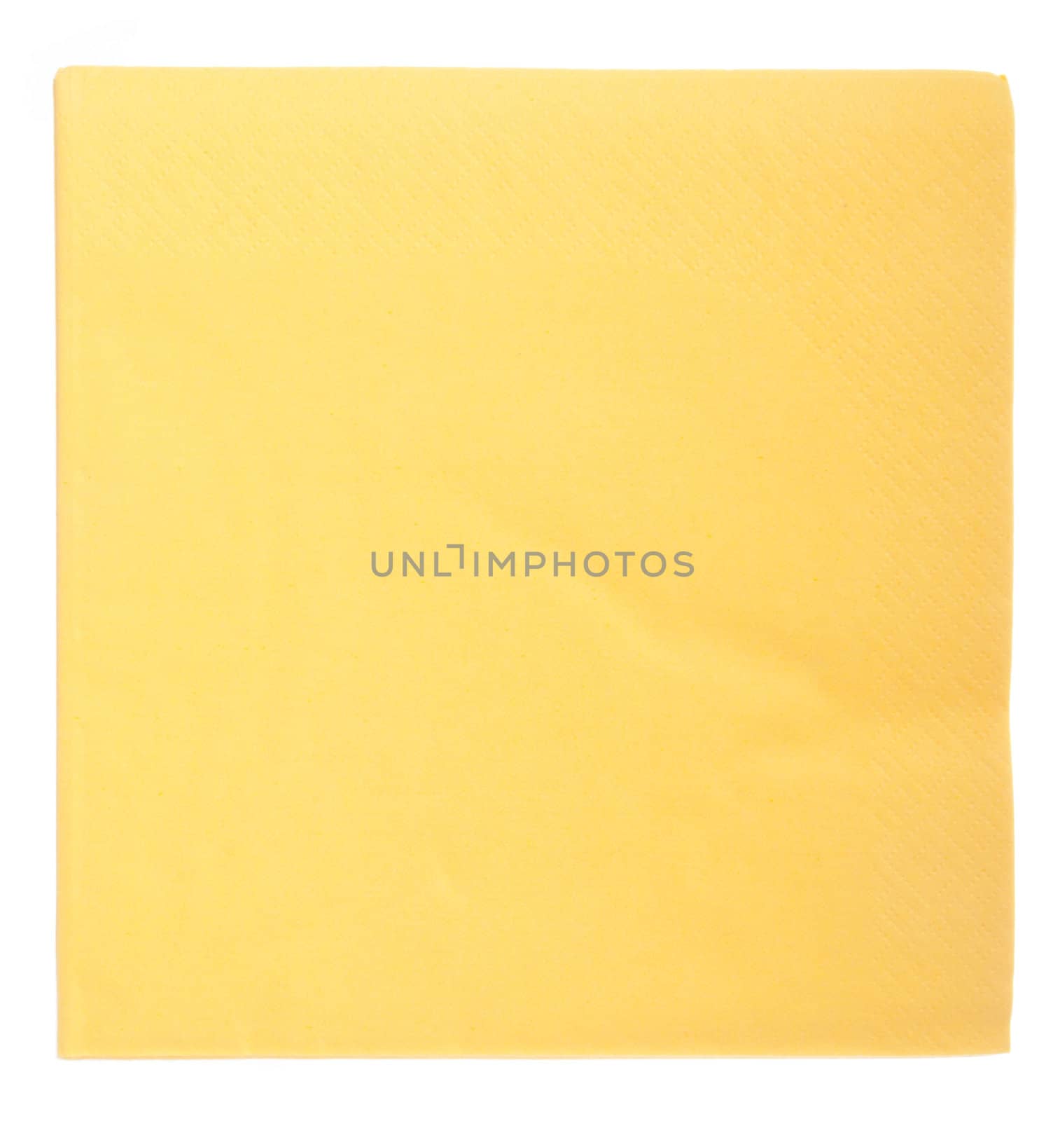 yellow paper napkin isolated on white background