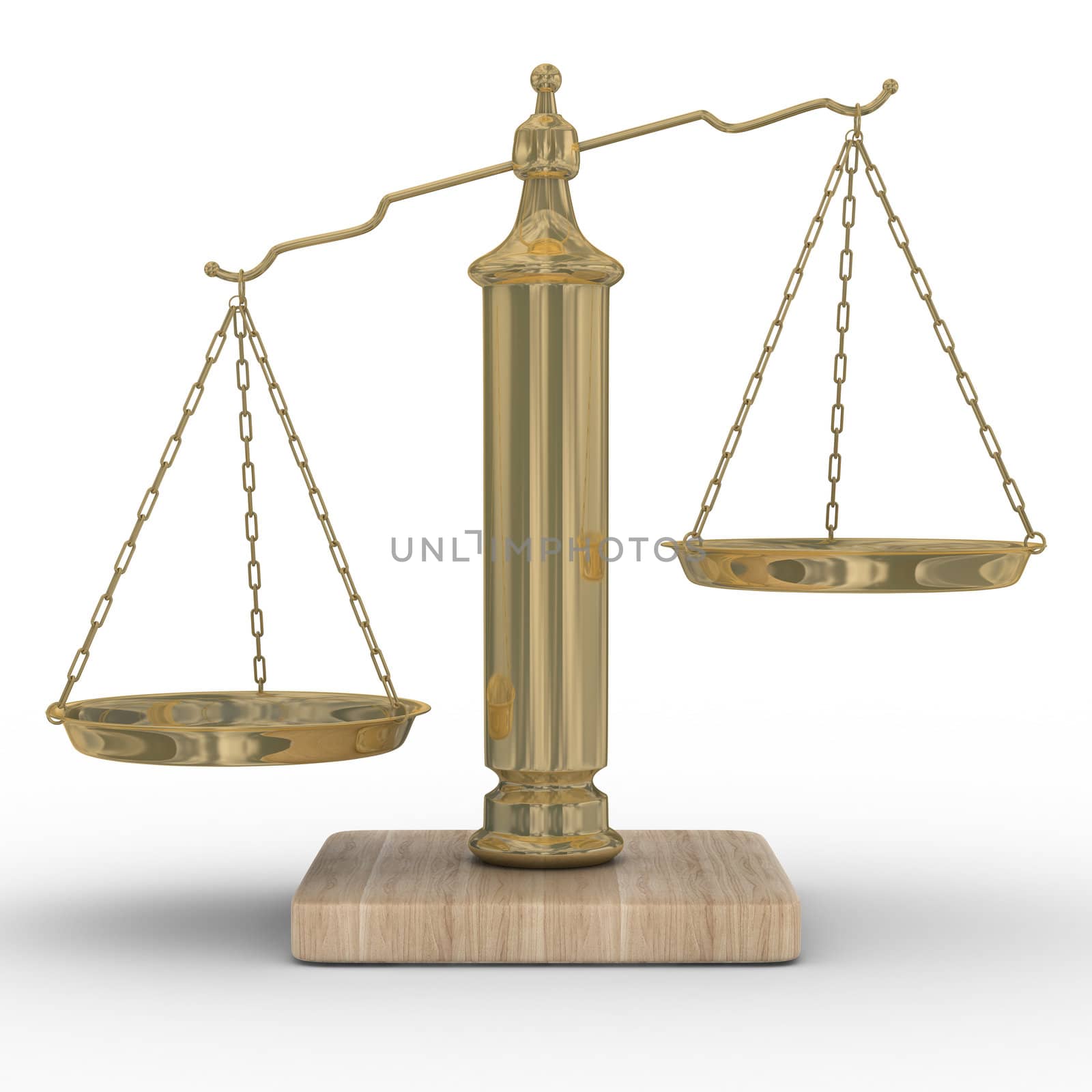 Scales justice on a white background. Isolated 3D image