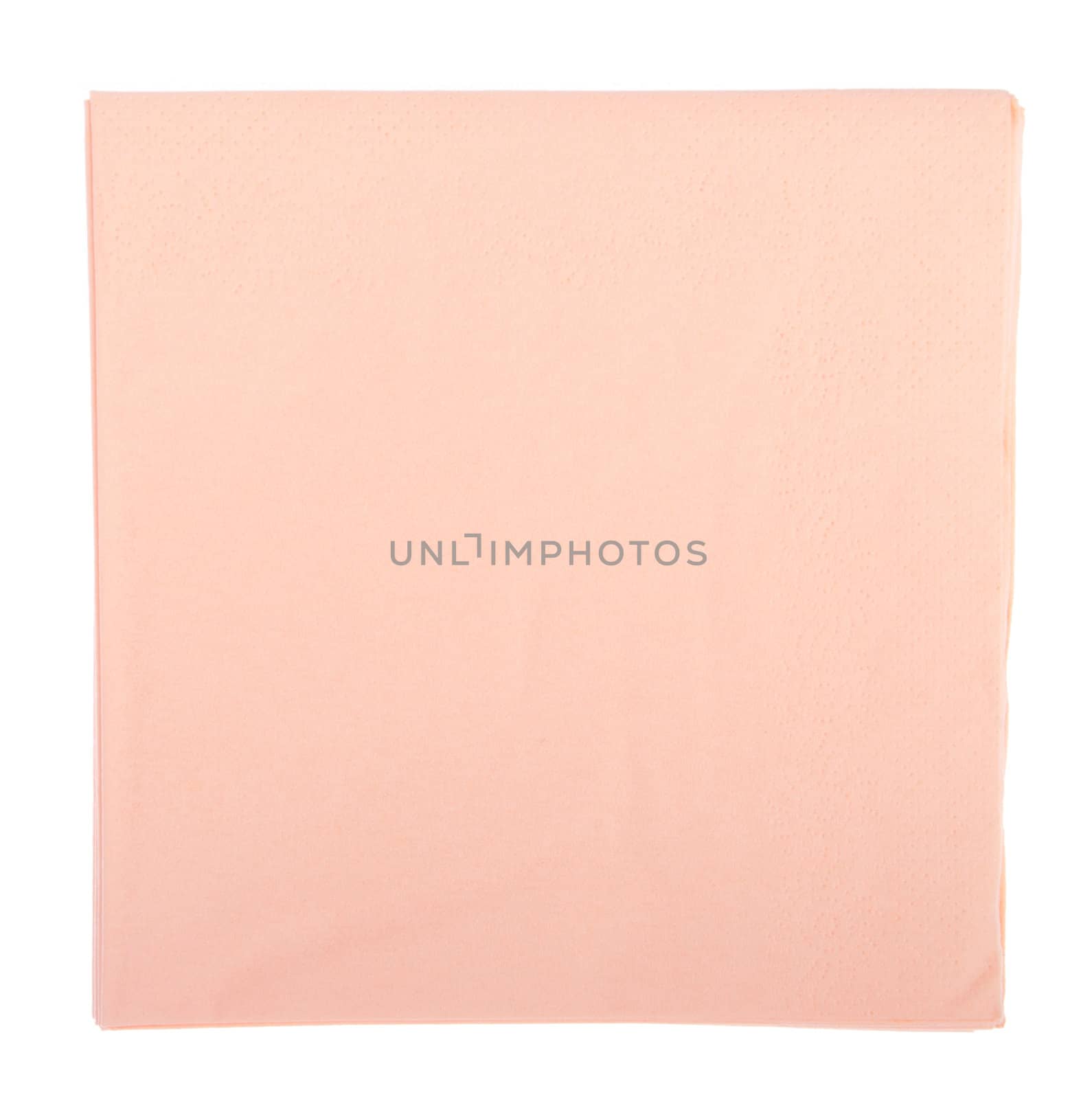 pink paper napkin isolated on white background