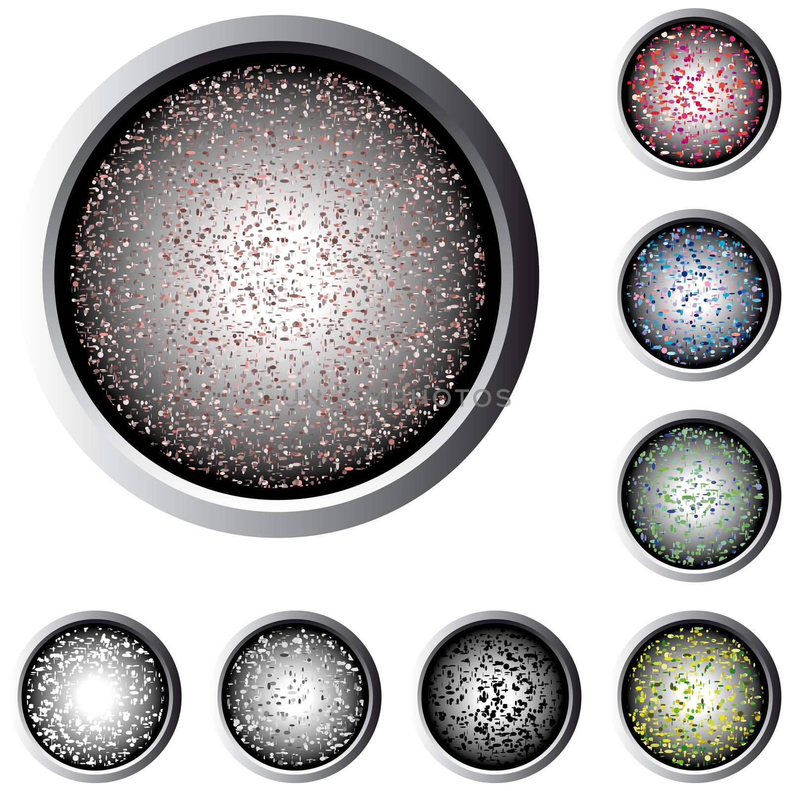web buttons with speckles in pastel colors 
