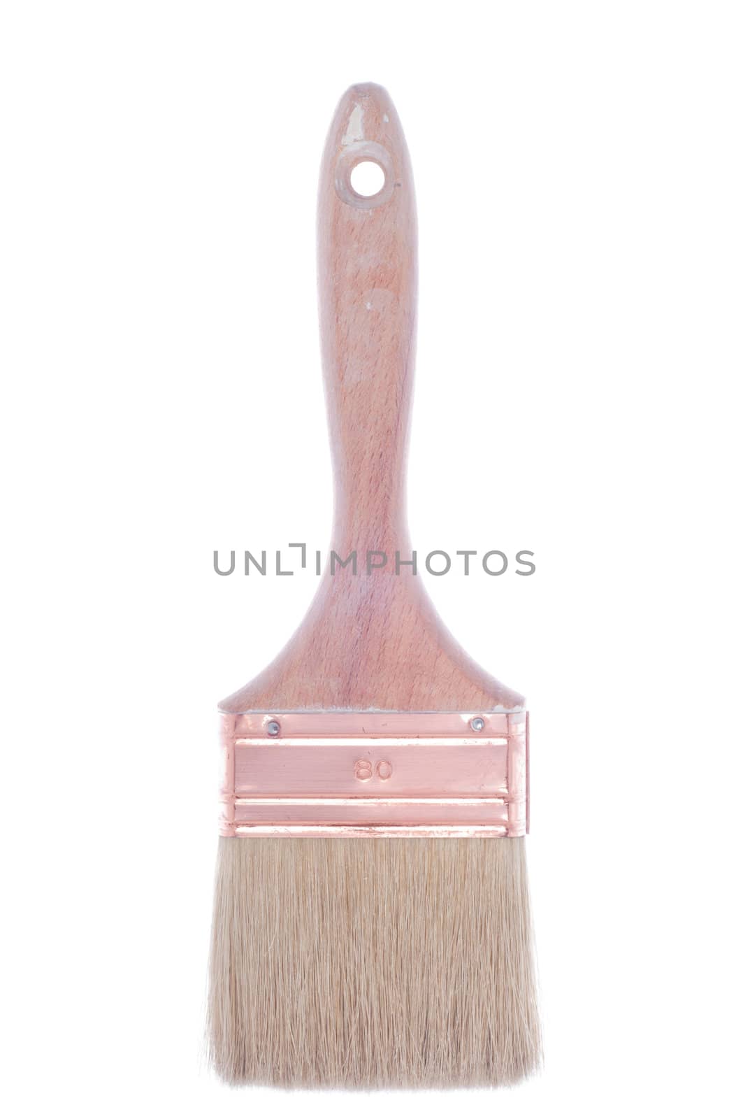 used and dirty paint brush isolated on white background 