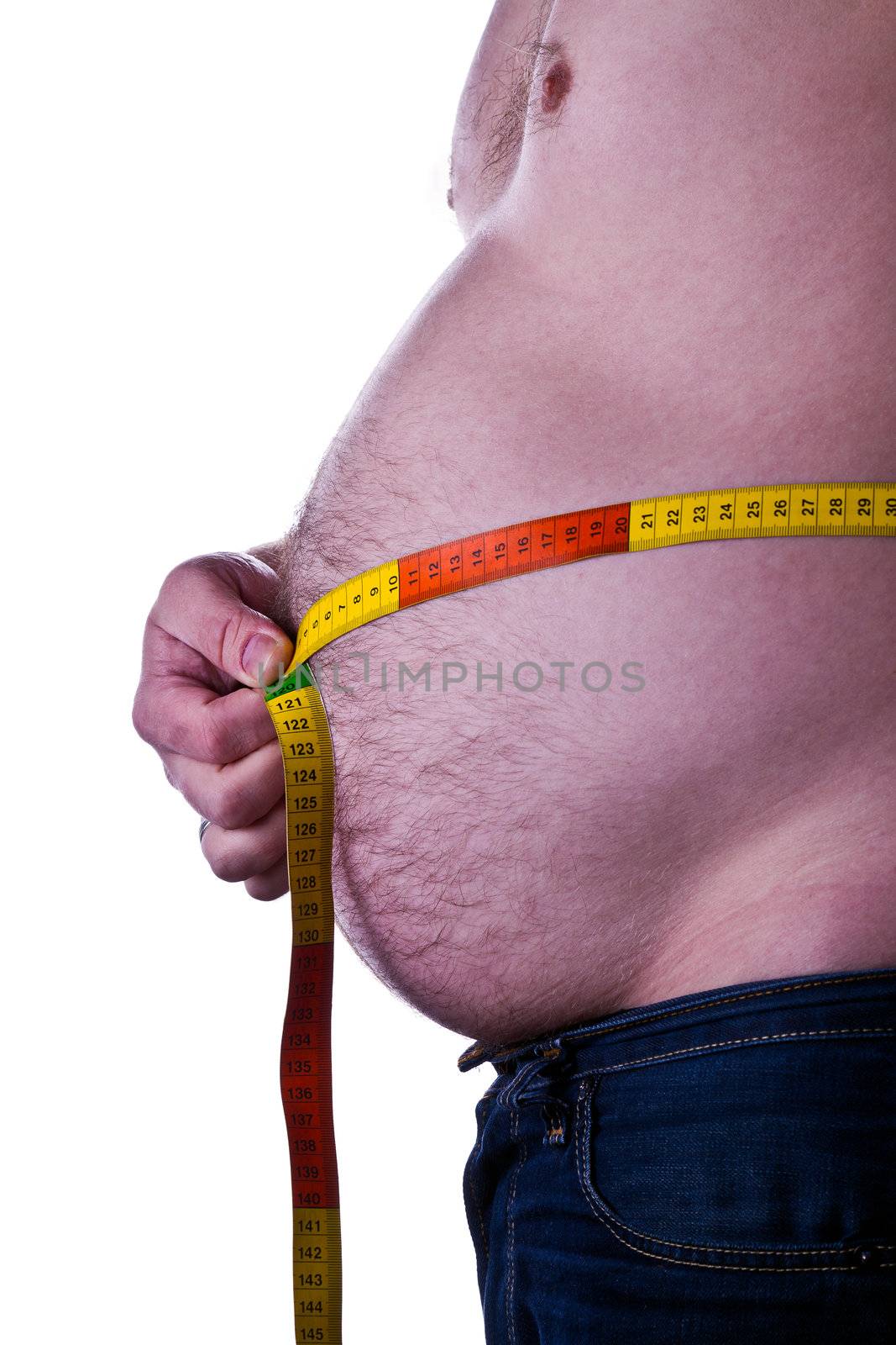 fat man holding a measurement tape  by lavsen