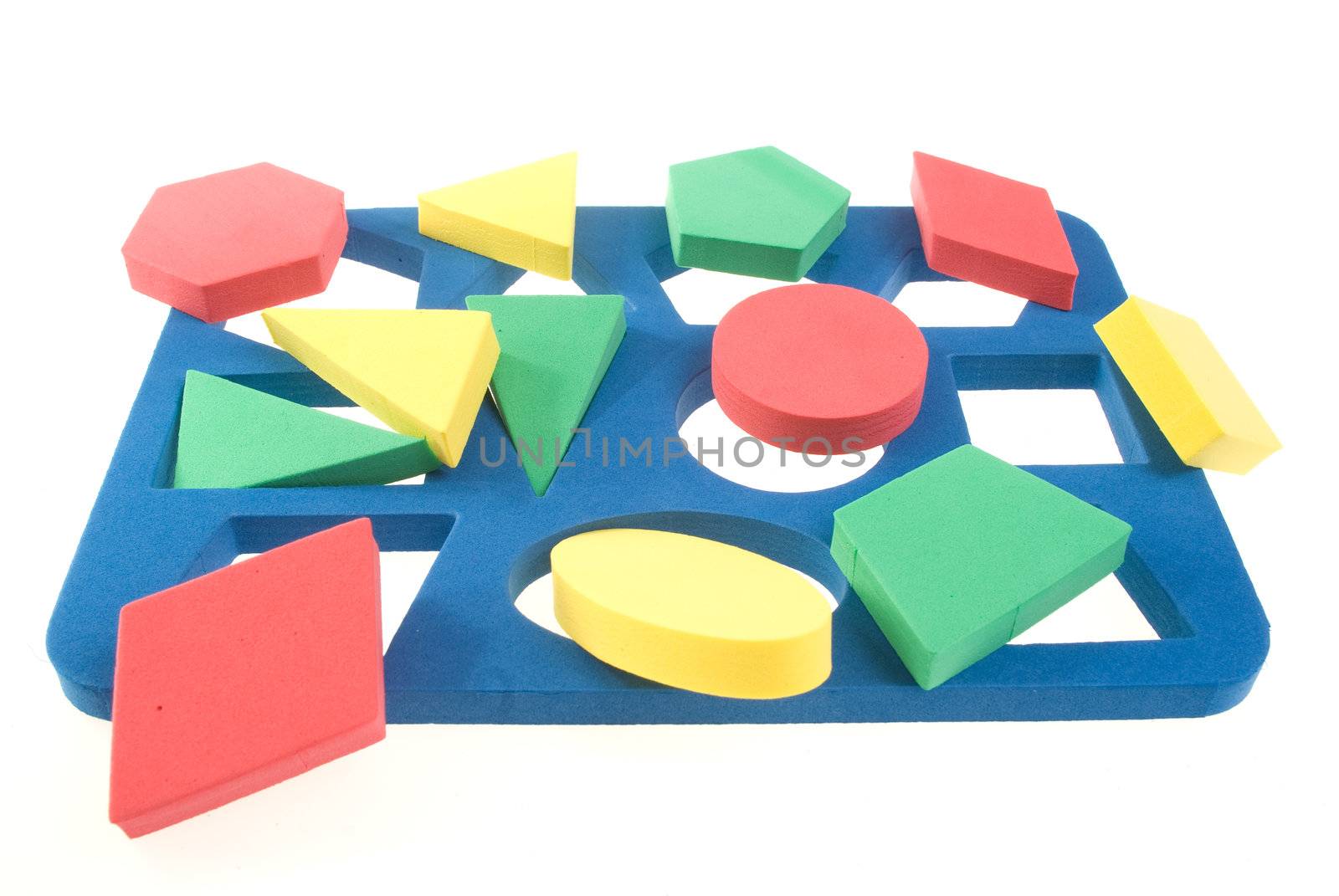 Children's developing game with color geometric shapes