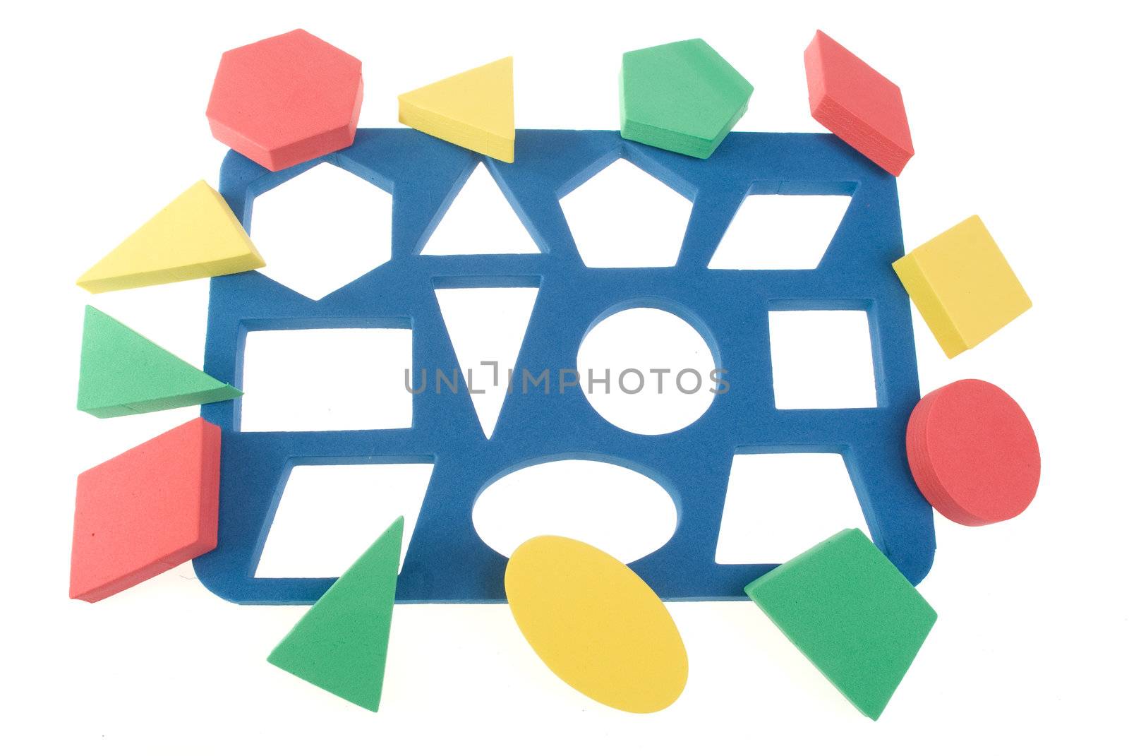 Children's game with color geometric shapes