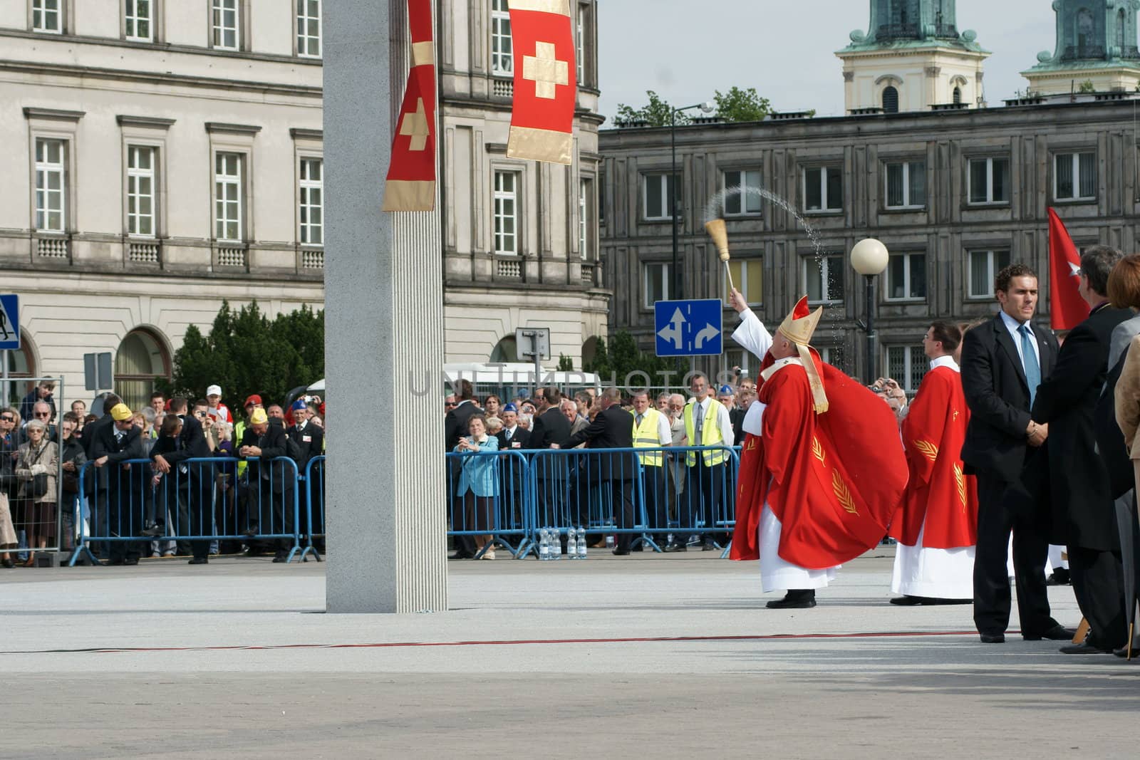 Warszaw, Poland - June 06: Archbishop Kazimierz Nycz in Pi?sudzkiego square on the Cross devotion Pope John Paul II in  the 20th anniversary of the Polish pope. About the pilgrimage: "Let your spirit come down and renew the face of the  earth"