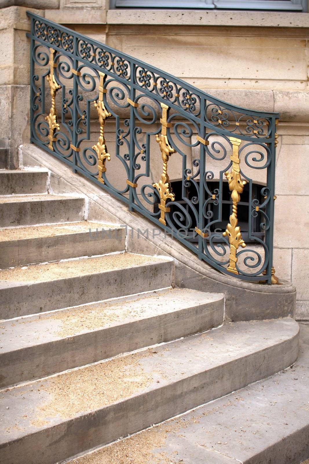 Bannister of castle in France, symbol of splendor and staircase