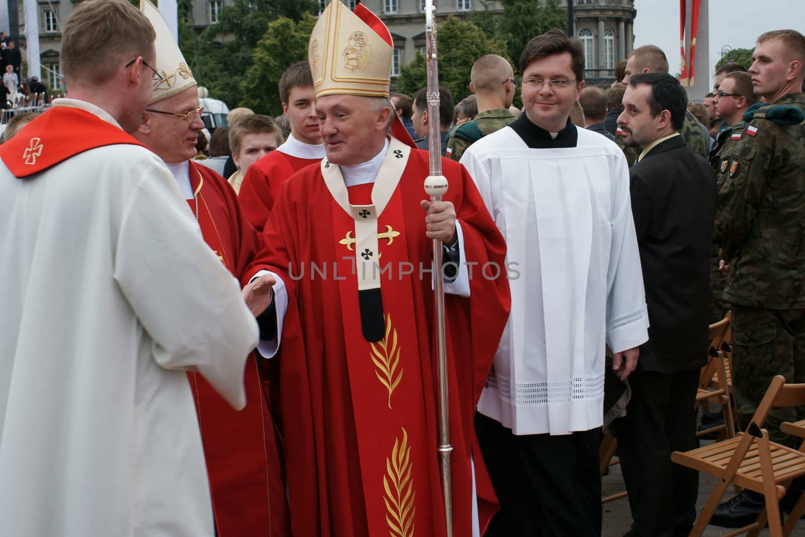 Warszaw, Poland - June 06: Archbishop Kazimierz Nycz in Pi?sudzkiego square on the Cross devotion Pope John Paul II in  the 20th anniversary of the Polish pope. About the pilgrimage: "Let your spirit come down and renew the face of the  earth"