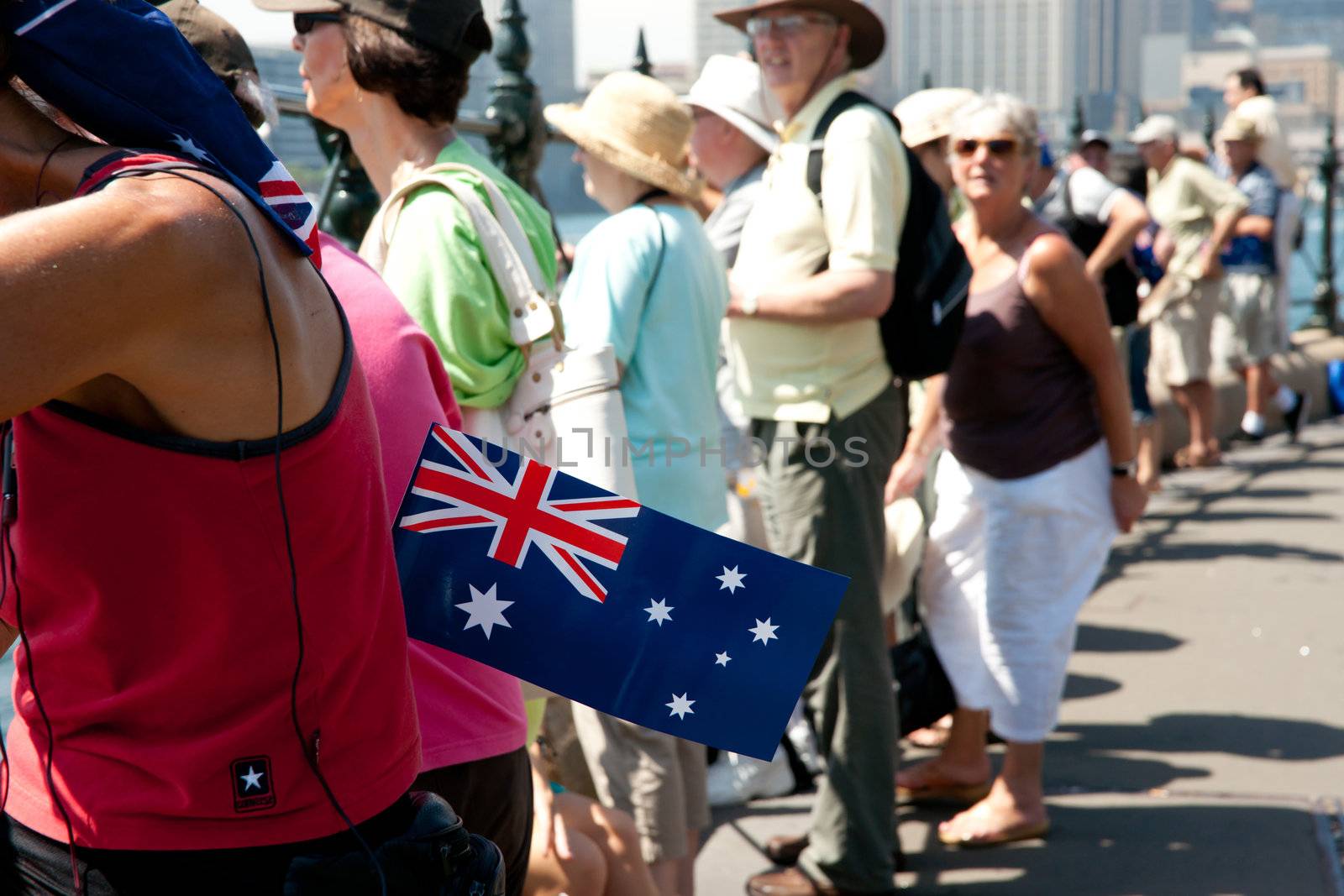 Patriotism, Australia Day, Sydney, Australia. Focus on flag. by brians101