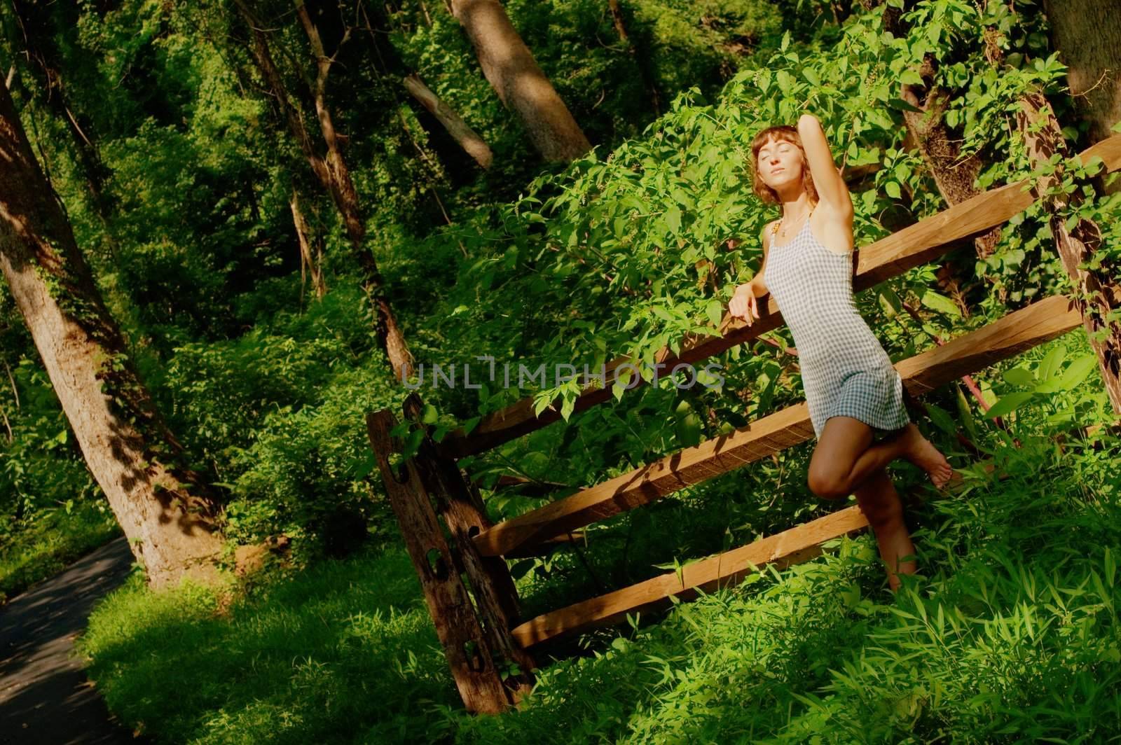 Pretty Girl in Woods by cardmaverick