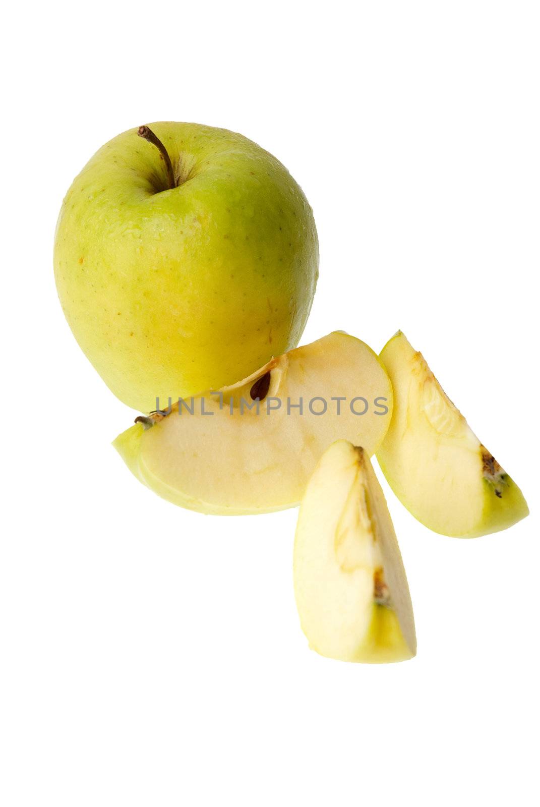 chopped apple isolated on white background.