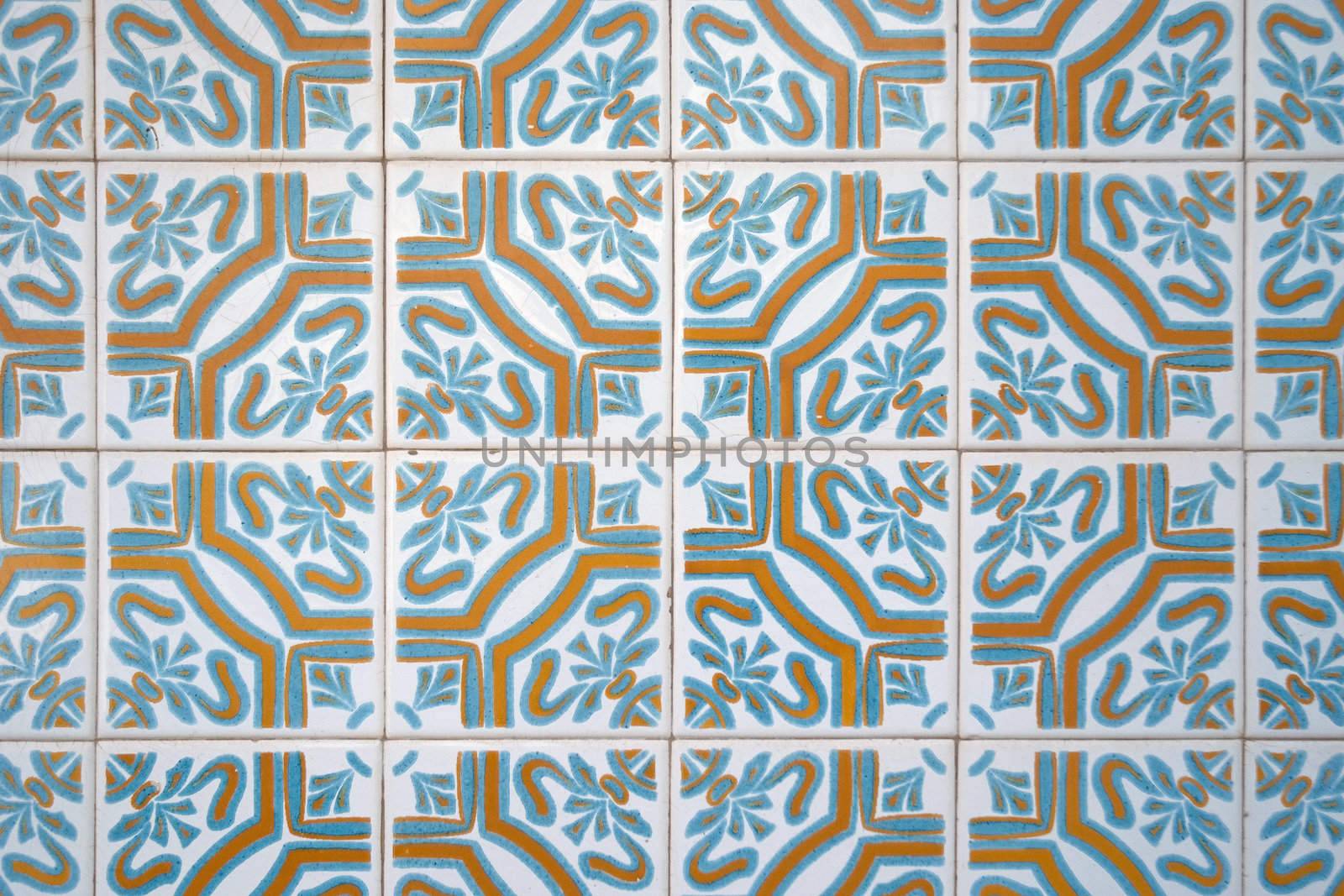Detail of Portuguese glazed tiles.