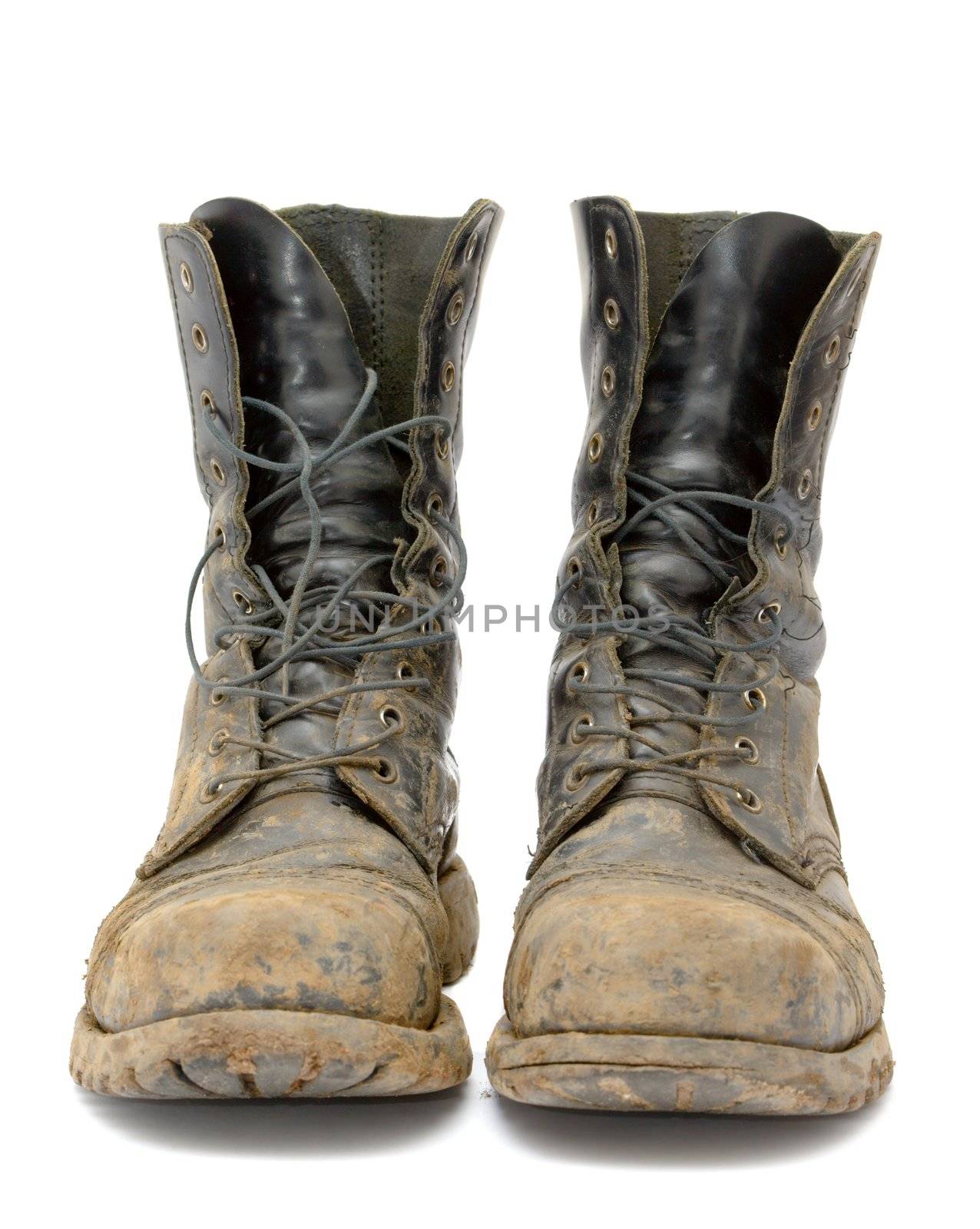 A pair of muddy boots