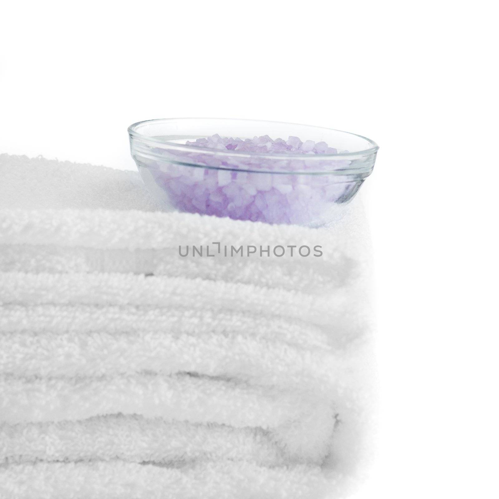 Bed and bath treatment against a white background.