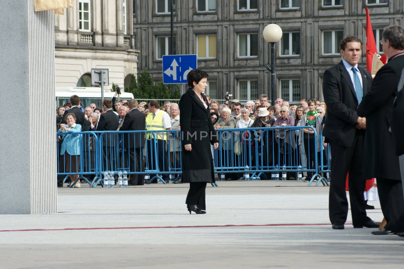 Warszaw, Poland - June 06: President of Warszaw Hanna Gronkiewicz-Waltz in Pilsudzkiego square on the Cross devotion Pope John Paul II in  the 20th anniversary of the Polish pope. About the pilgrimage: "Let your spirit come down and renew the face of the  earth"