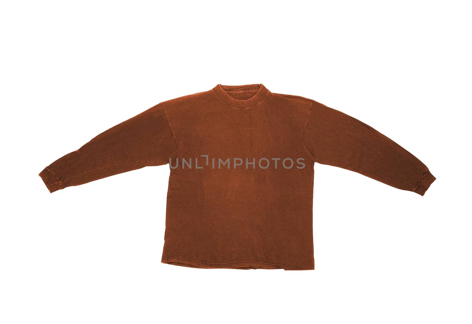 Brown long sleeved shirt on white background