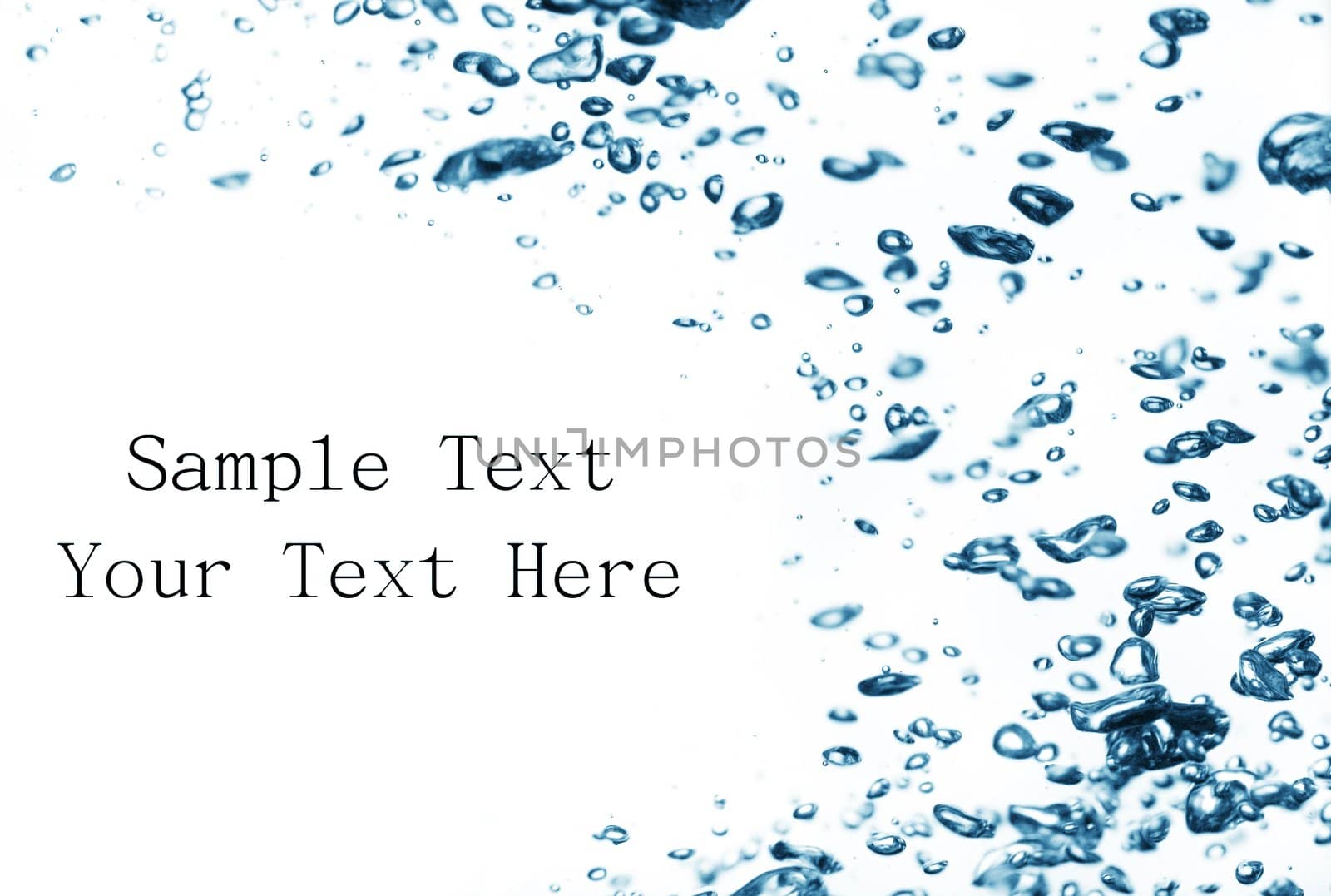 Crisp, cool, clean water bubbles against a white background.