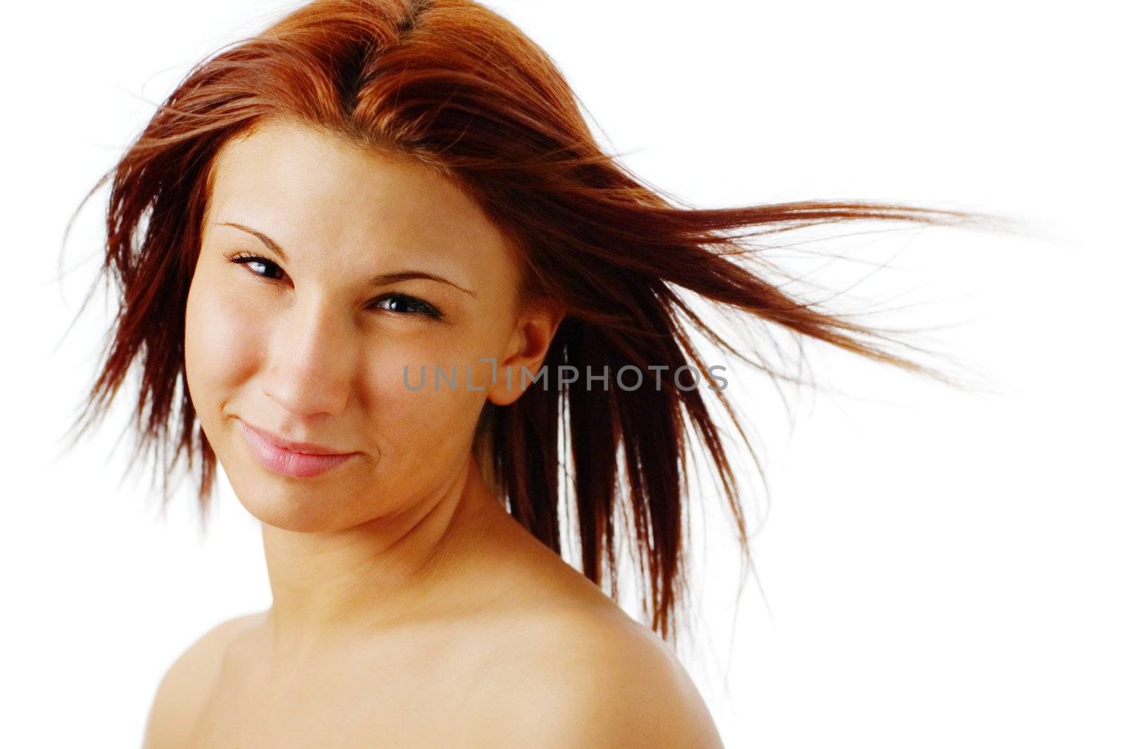 Beautiful spa woman against a white background.