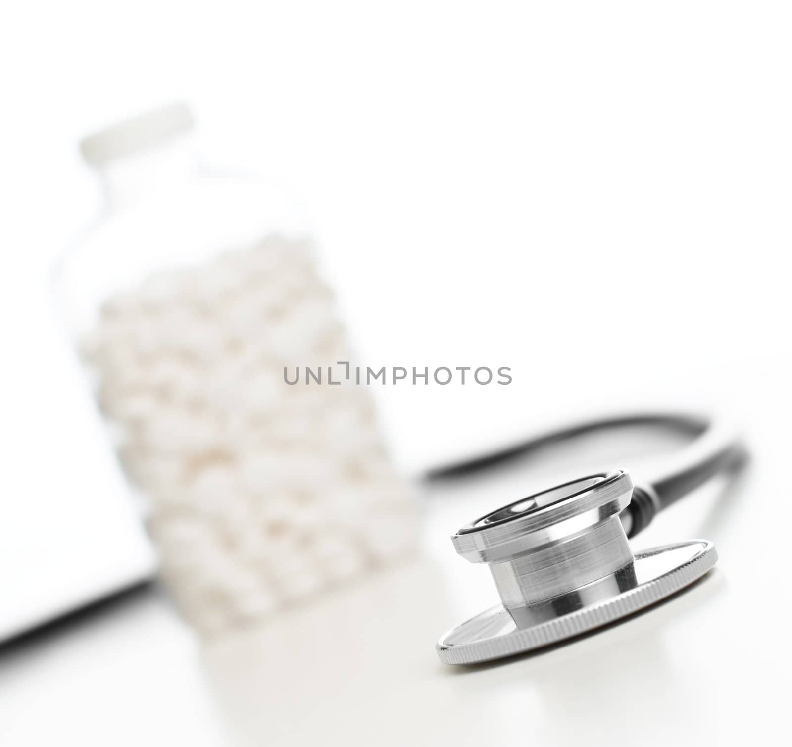 Medical supplies isolated on a bright white background.