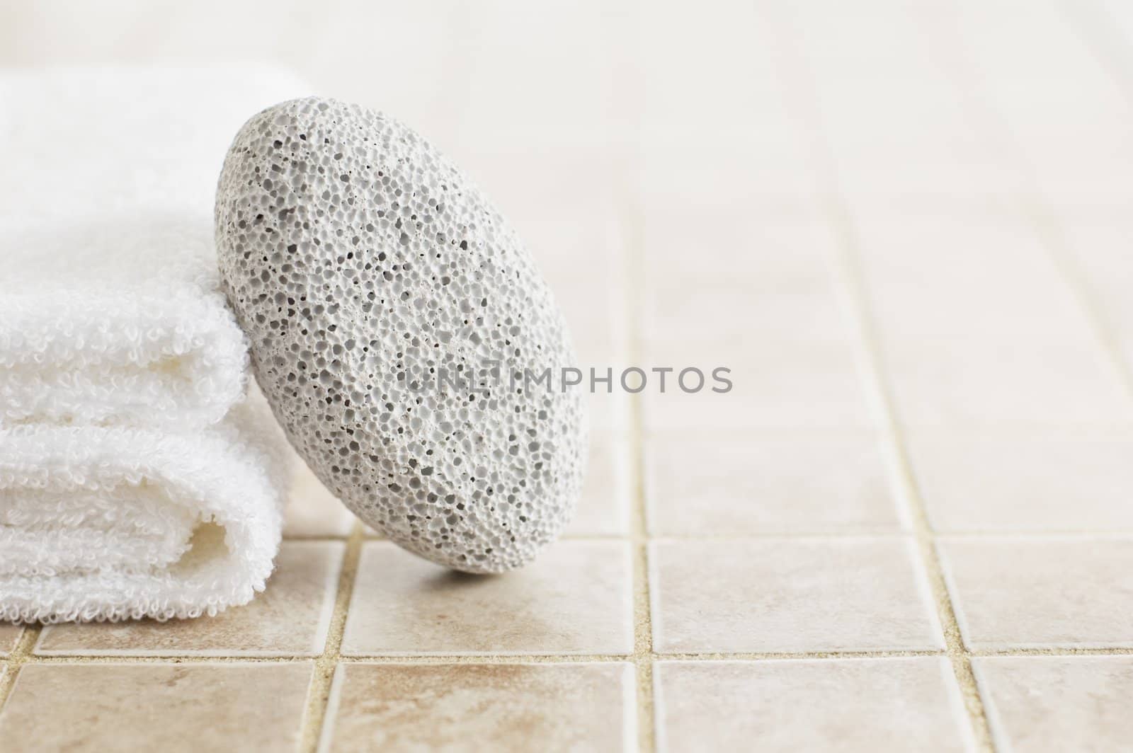 Spa display in a brightly lit bathroom setting.