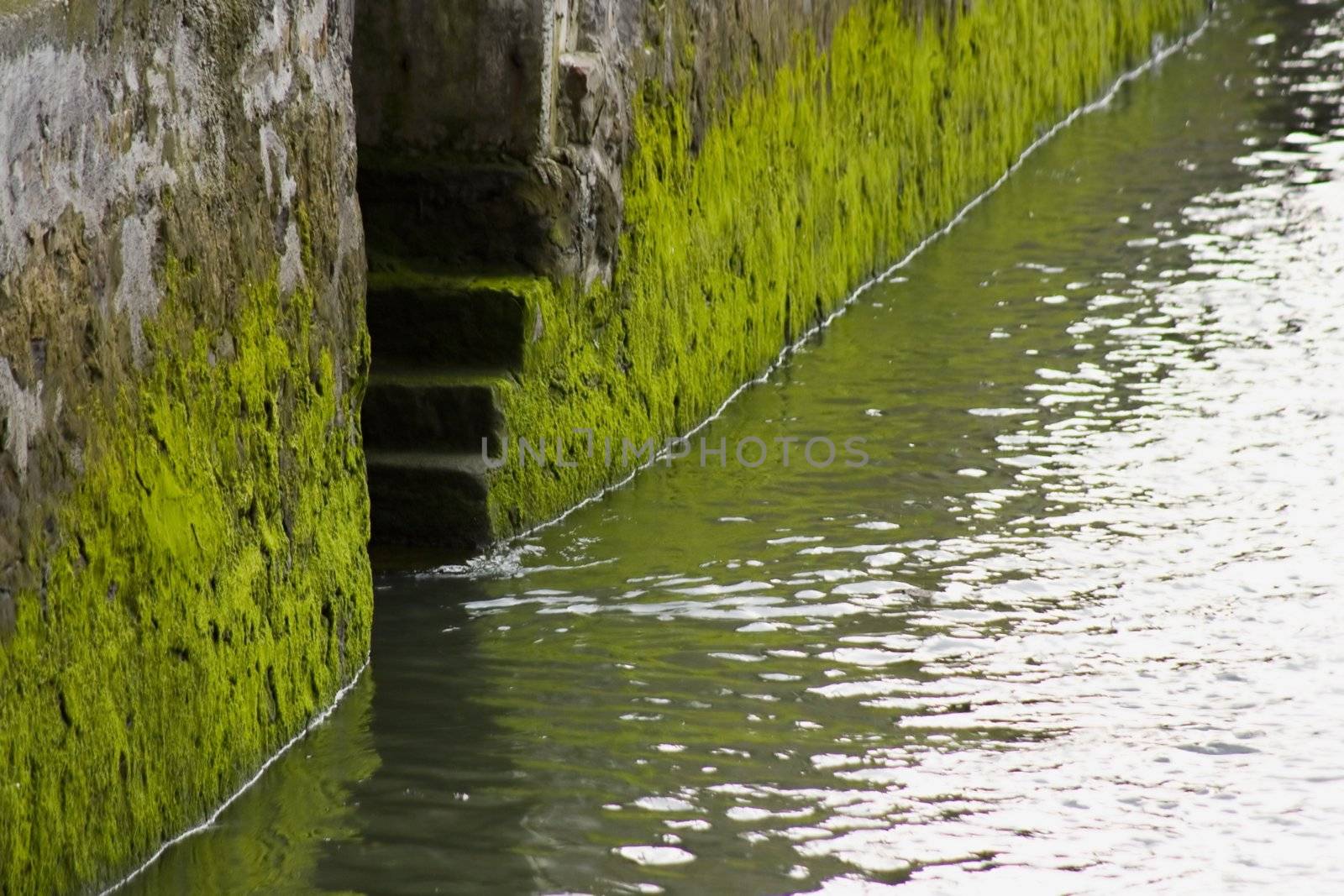 abstract image of the stairs and its reflexion in water