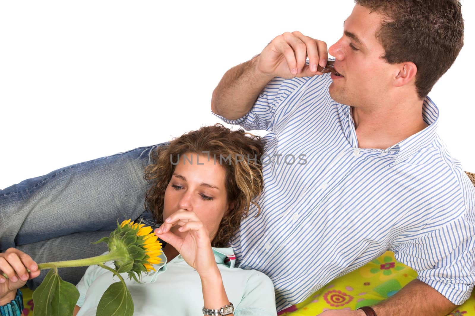 Young couple out on a picnic together