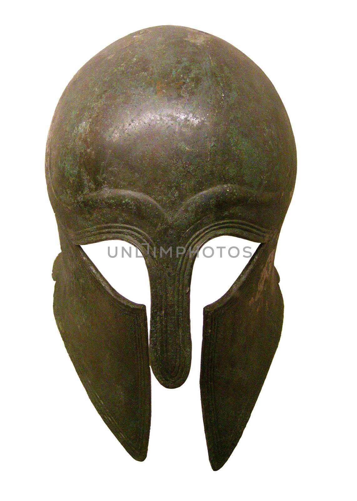 image of an ancient greek bronze helmet