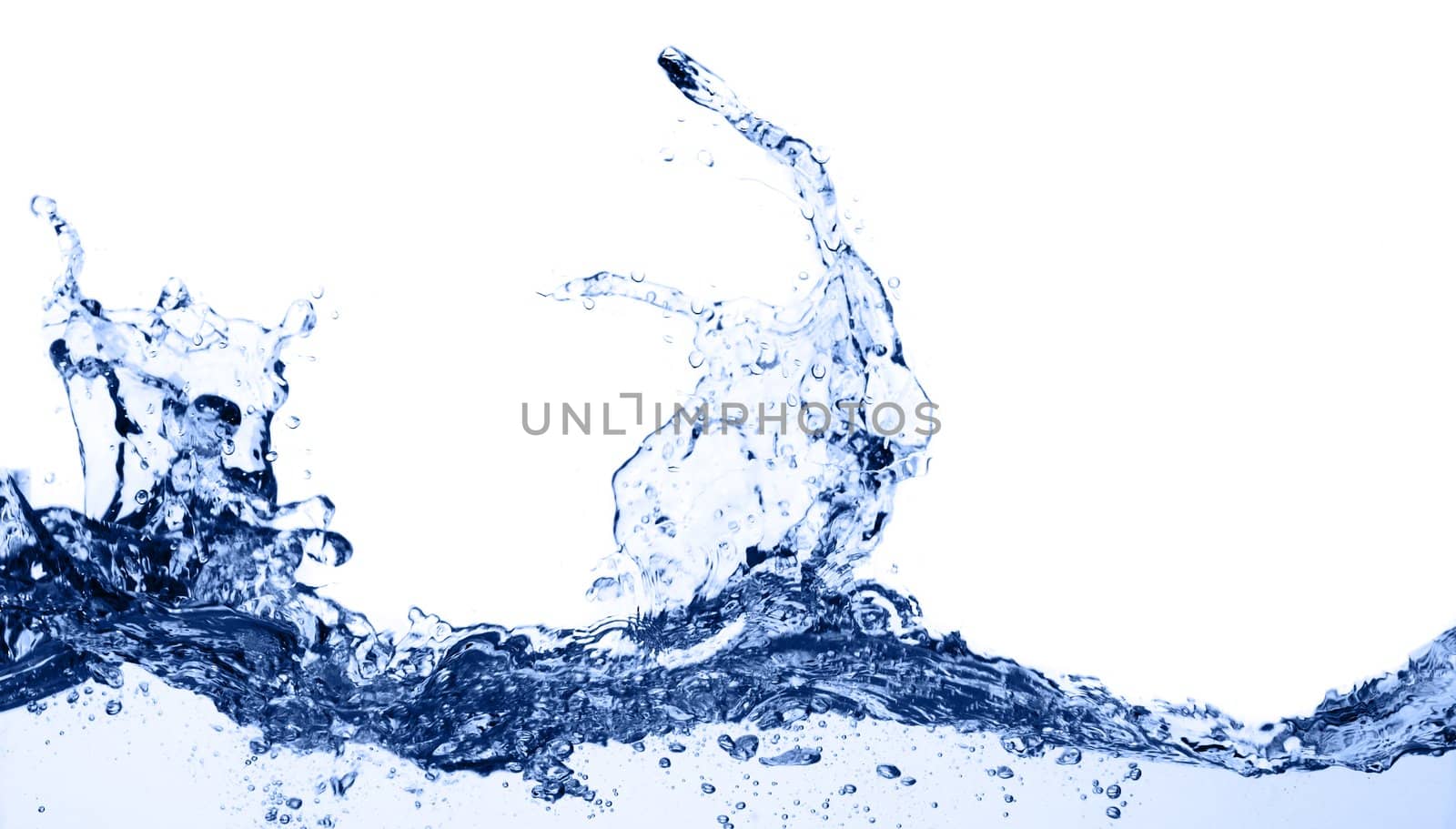 Crisp, clear, blue water photographed against a white background.