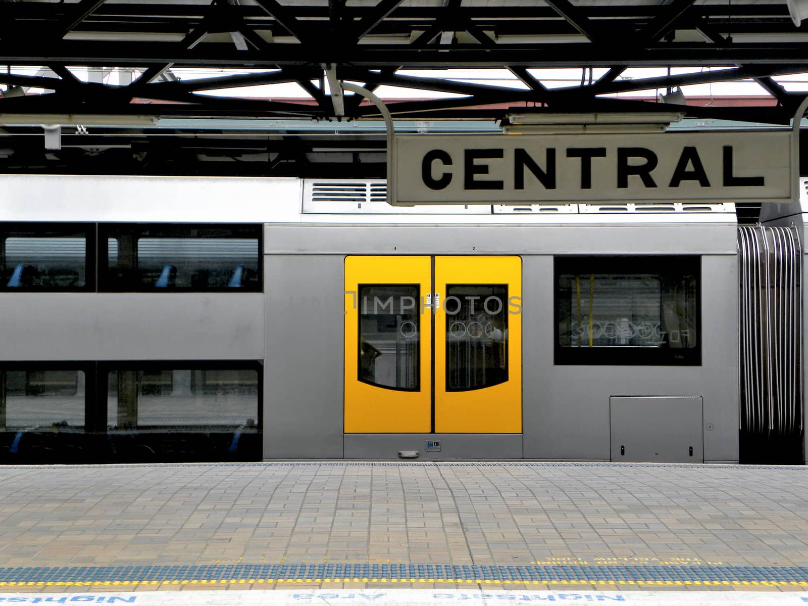 Photo shows part of train. Photo taken at the station.