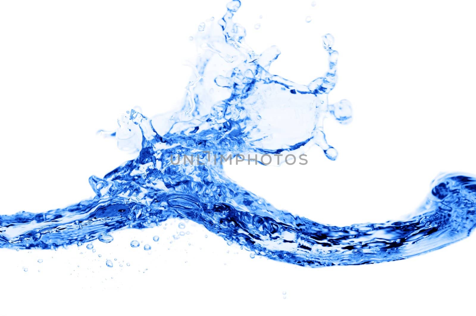 Crisp, clean, blue water photographed against a white background.